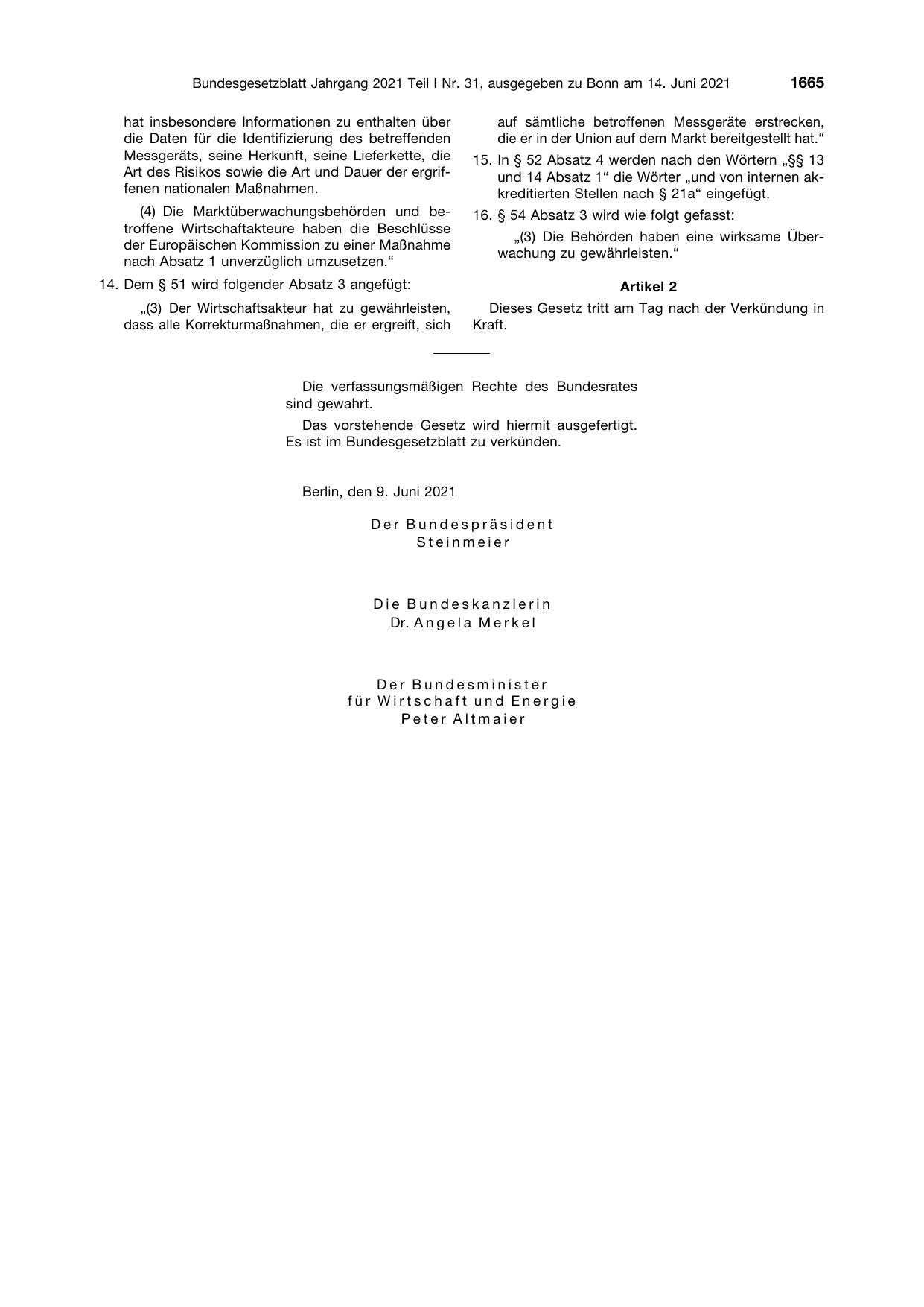 BGBl. 2021, Seite 1665 — Originalseite als Abbildung