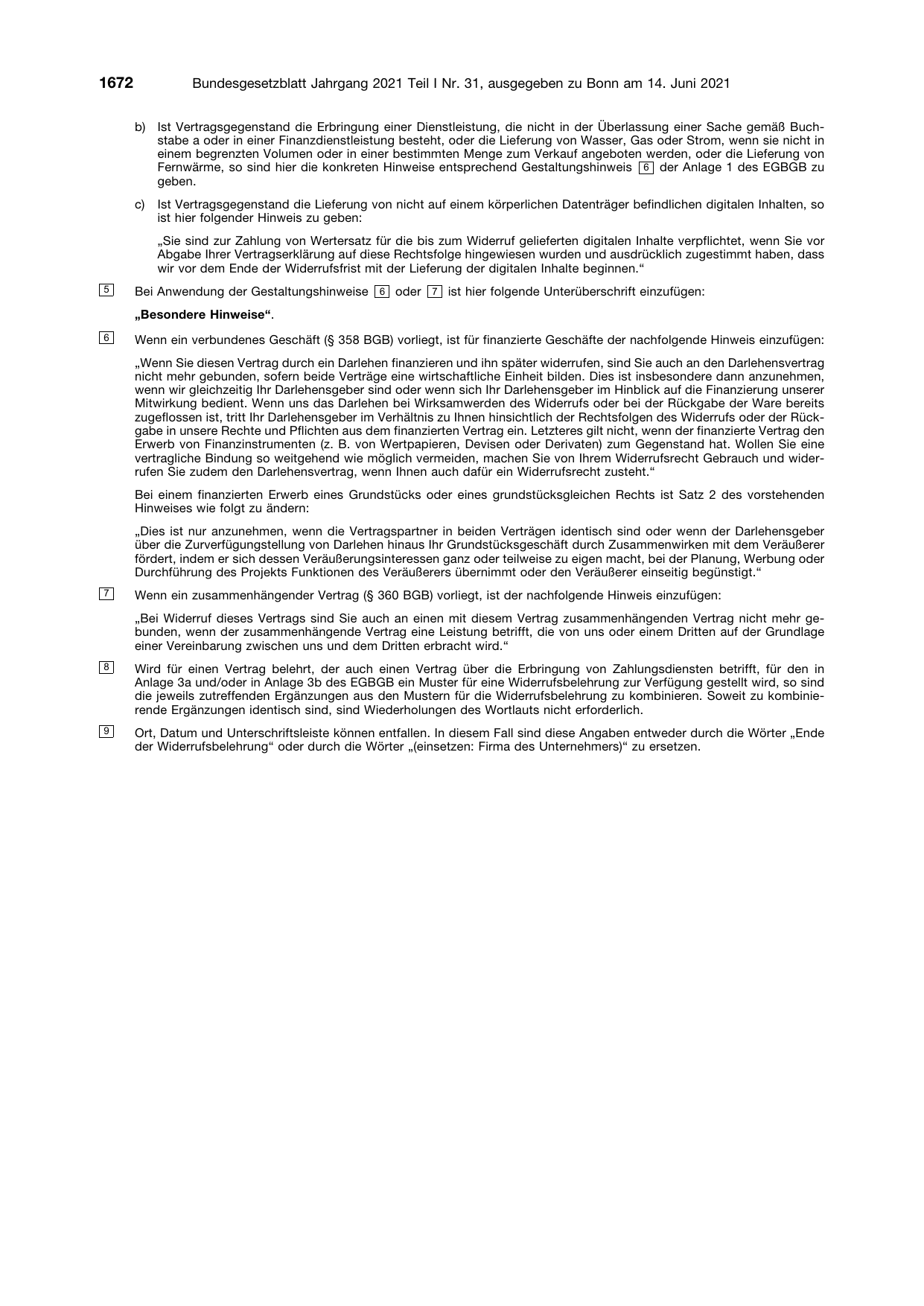 BGBl. 2021, Seite 1672 — Originalseite als Abbildung