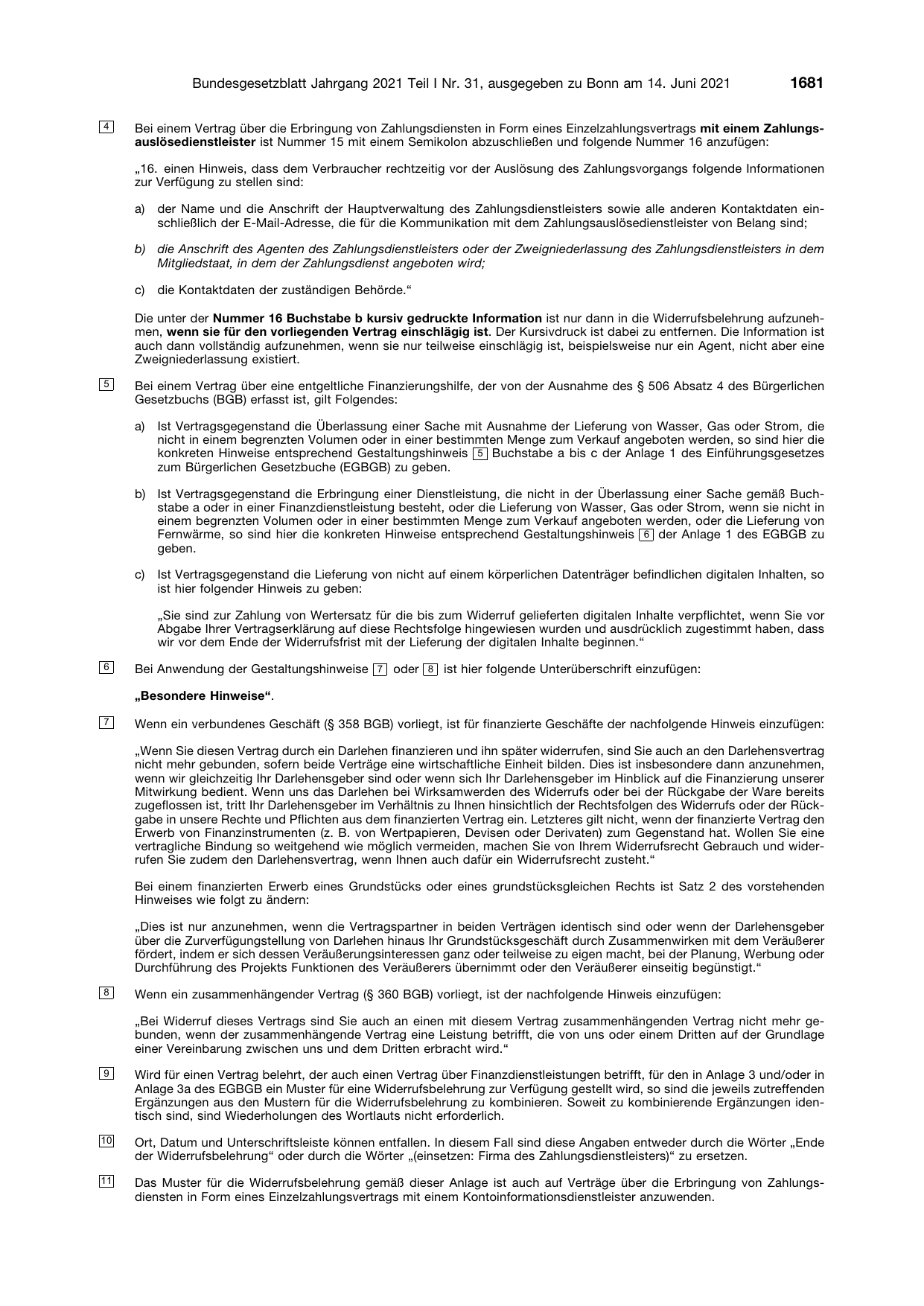 BGBl. 2021, Seite 1681 — Originalseite als Abbildung