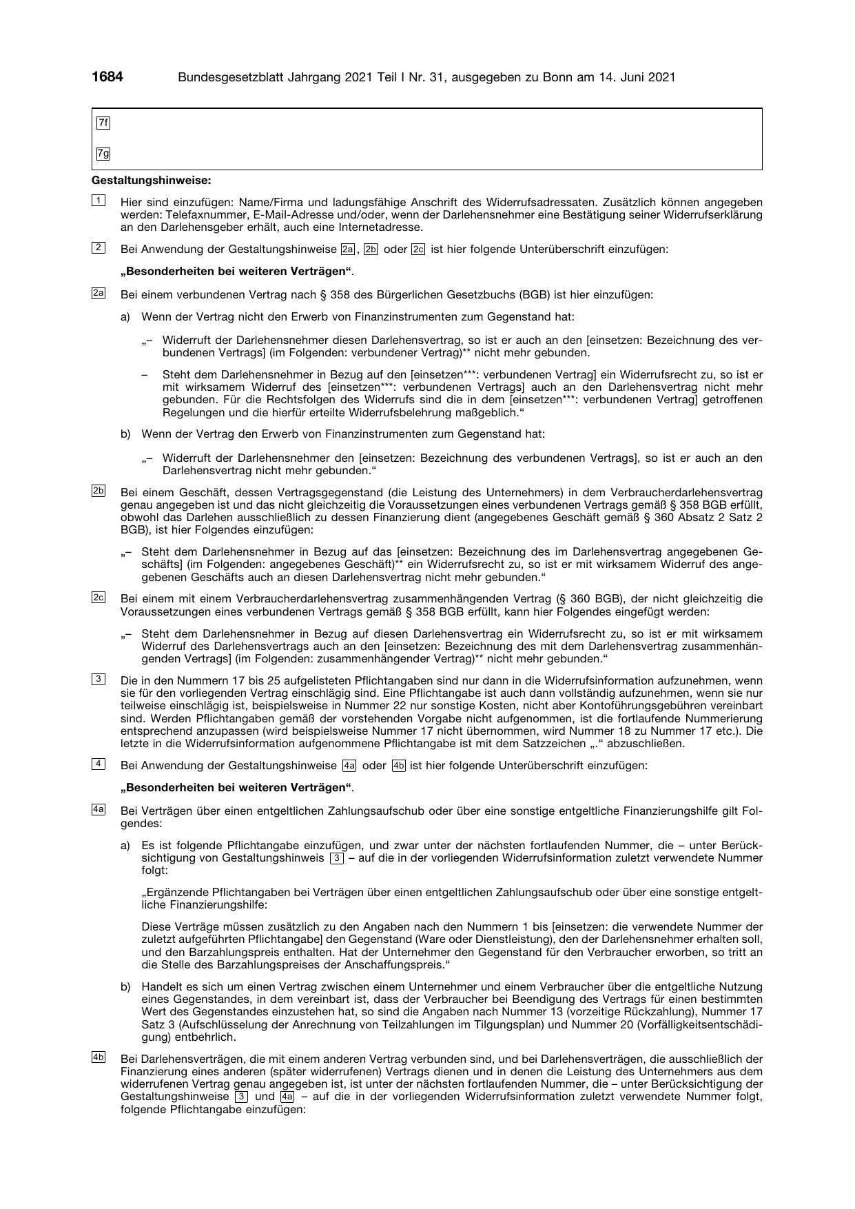 BGBl. 2021, Seite 1684 — Originalseite als Abbildung
