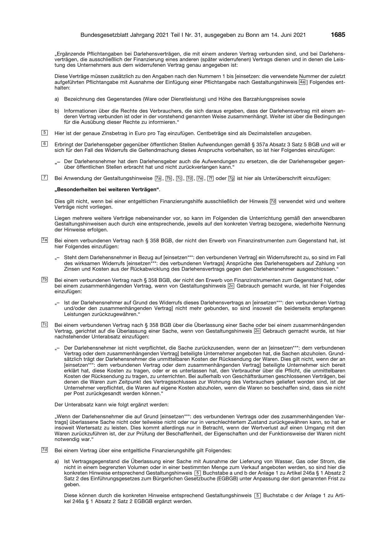 BGBl. 2021, Seite 1685 — Originalseite als Abbildung