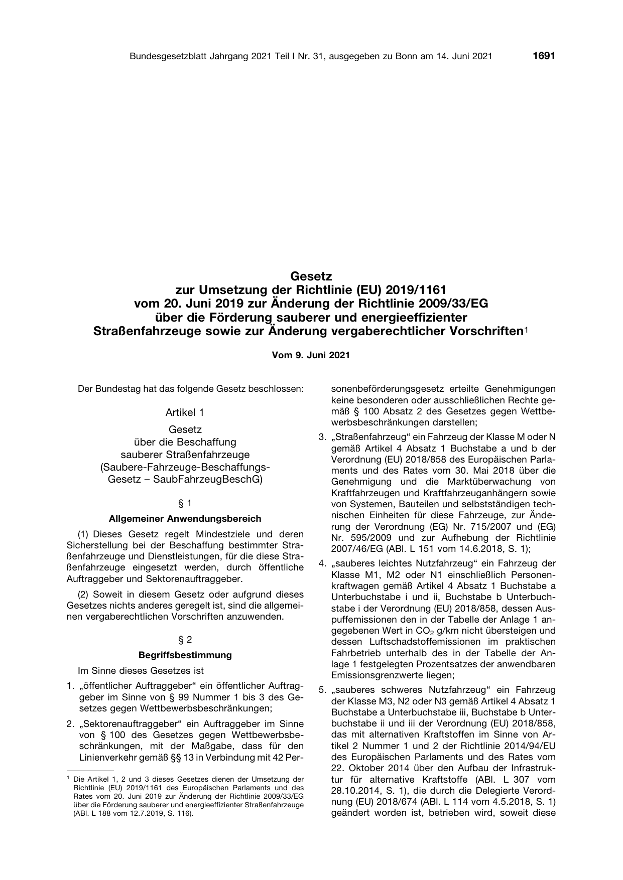 BGBl. 2021, Seite 1691 — Originalseite als Abbildung