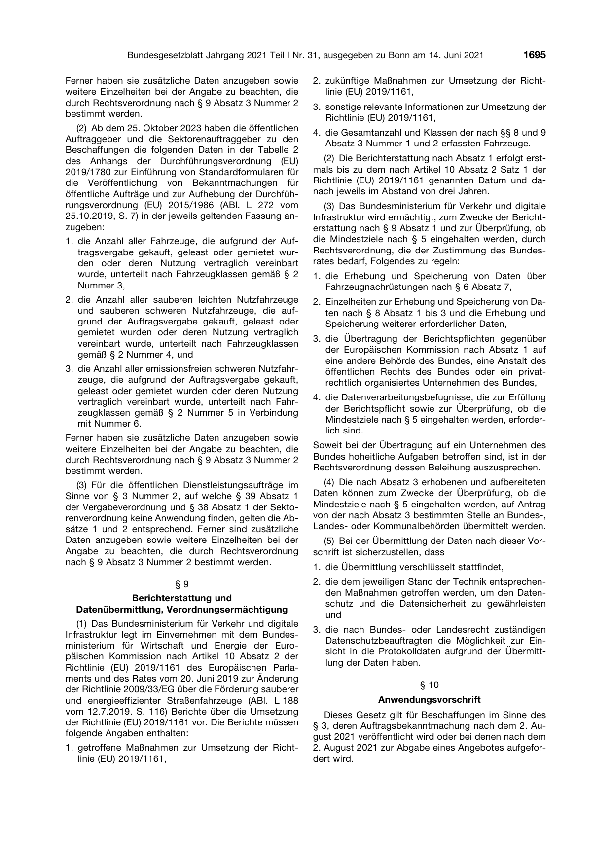 BGBl. 2021, Seite 1695 — Originalseite als Abbildung