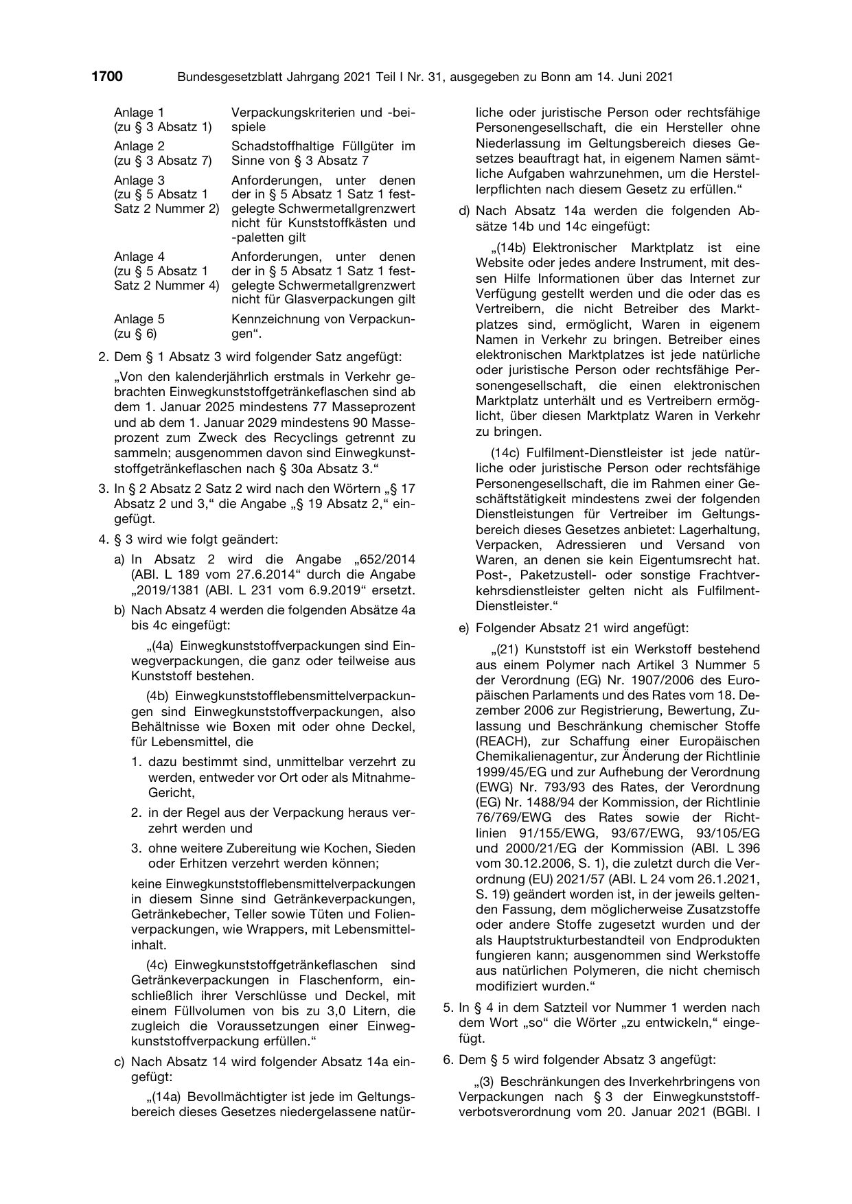 BGBl. 2021, Seite 1700 — Originalseite als Abbildung