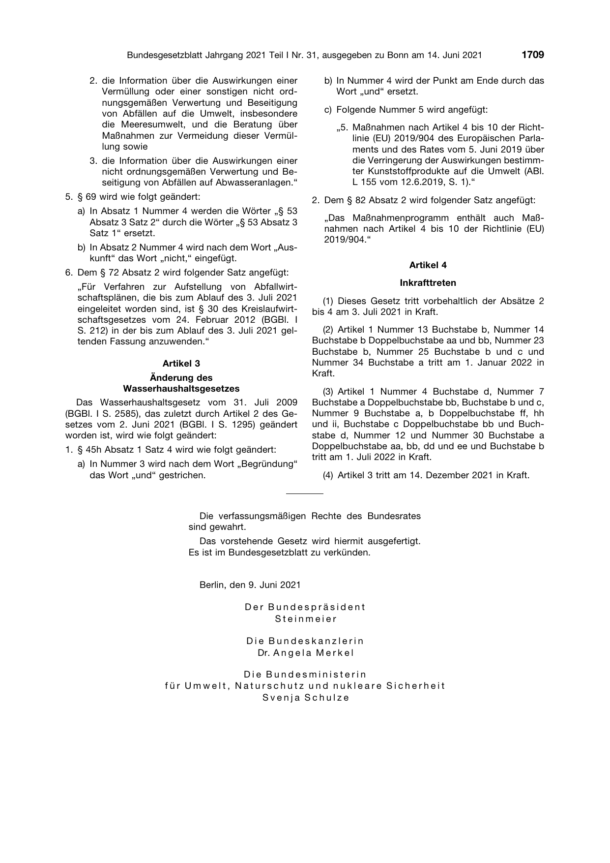 BGBl. 2021, Seite 1709 — Originalseite als Abbildung
