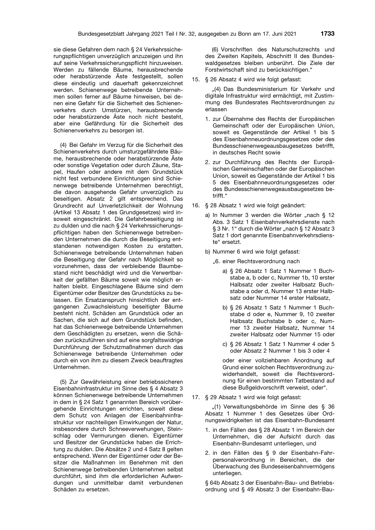 BGBl. 2021, Seite 1733 — Originalseite als Abbildung