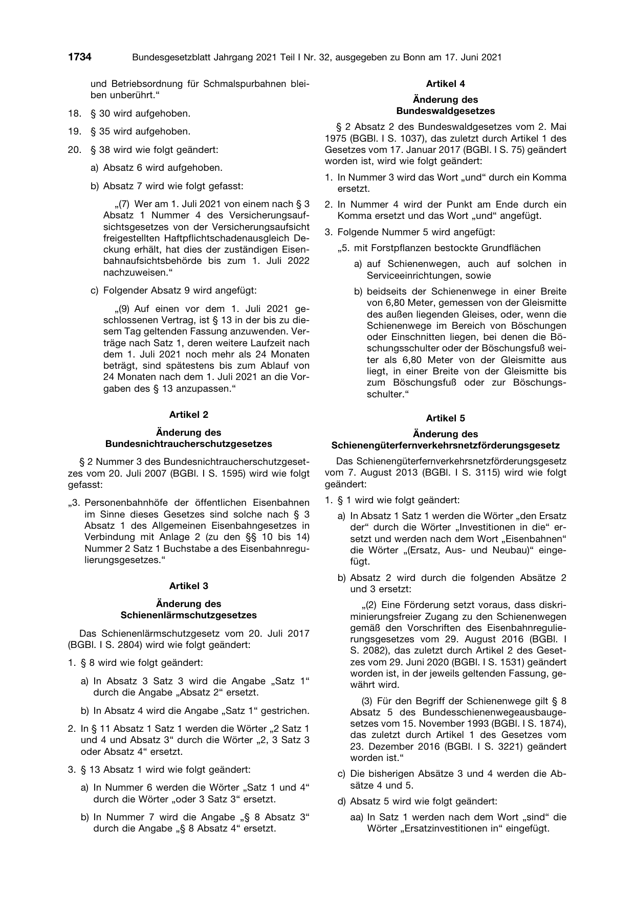 BGBl. 2021, Seite 1734 — Originalseite als Abbildung