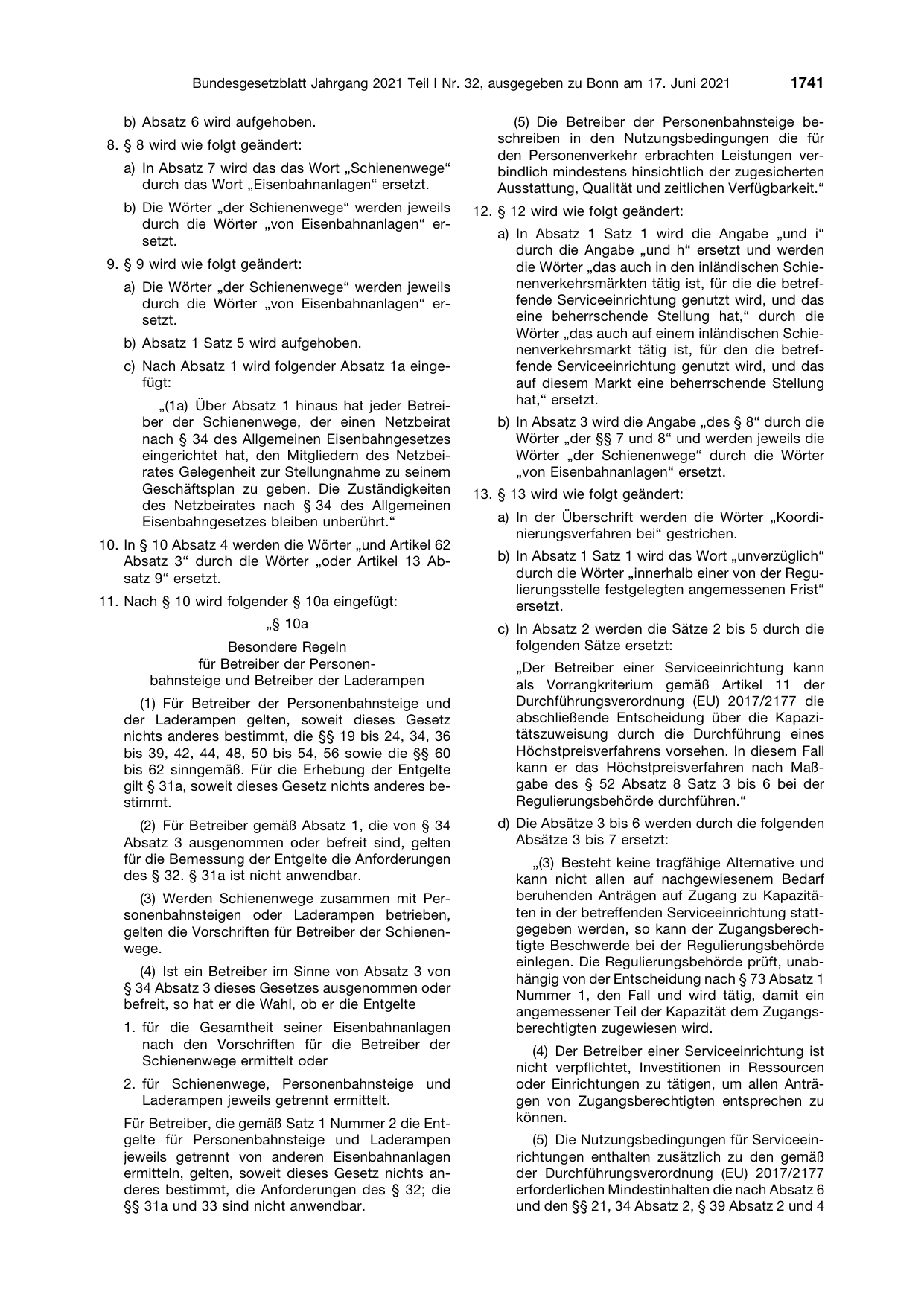 BGBl. 2021, Seite 1741 — Originalseite als Abbildung