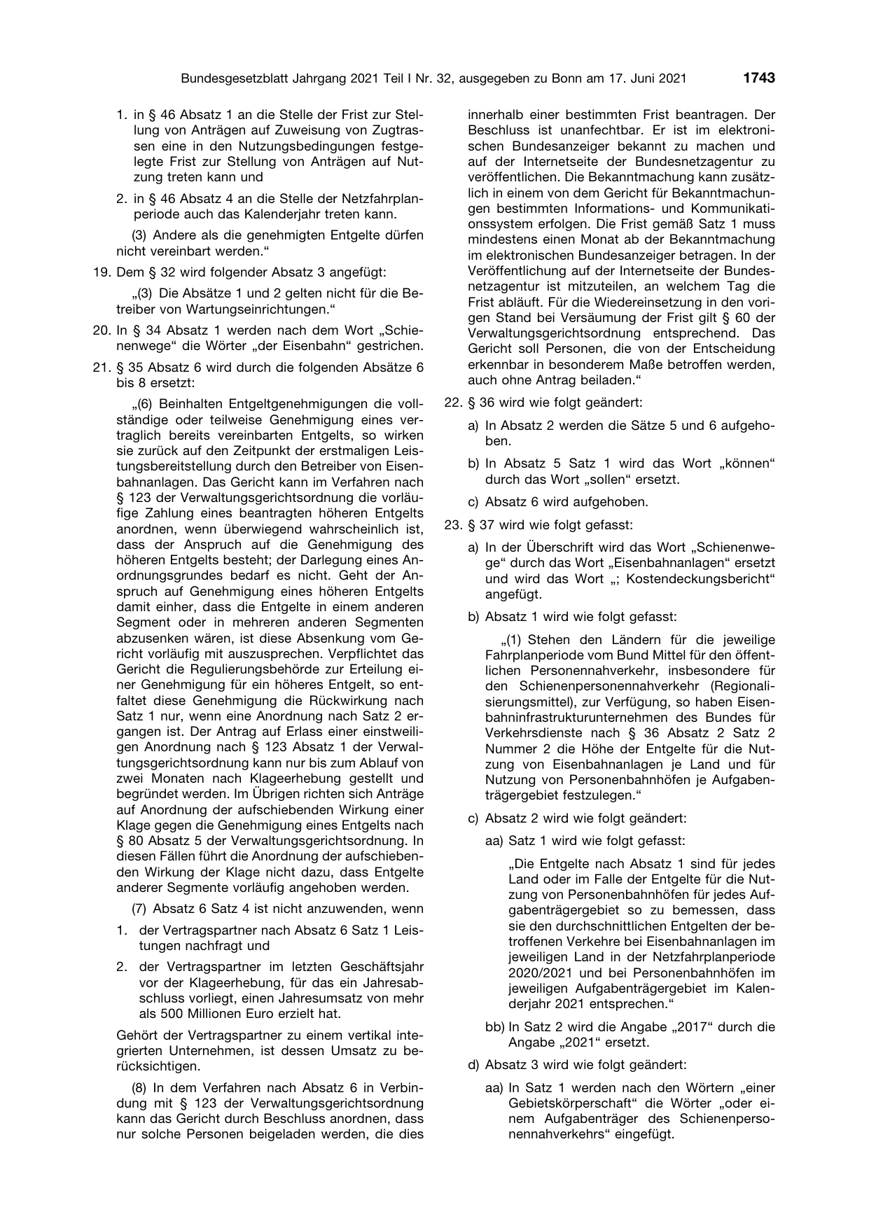 BGBl. 2021, Seite 1743 — Originalseite als Abbildung