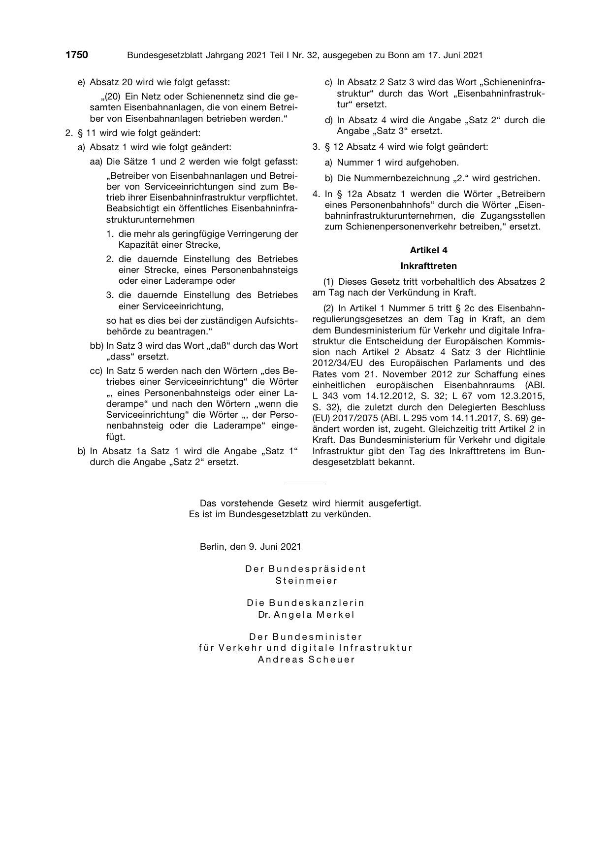 BGBl. 2021, Seite 1750 — Originalseite als Abbildung