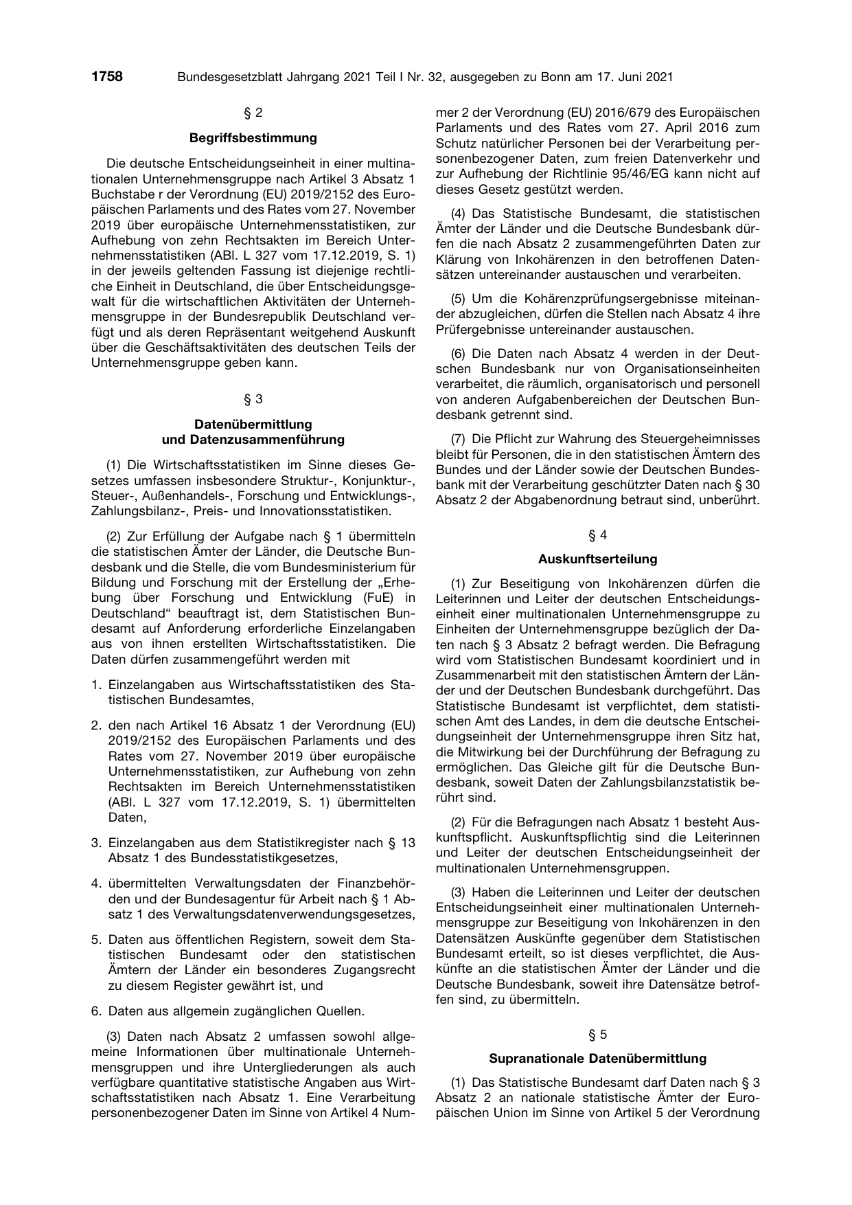 BGBl. 2021, Seite 1758 — Originalseite als Abbildung