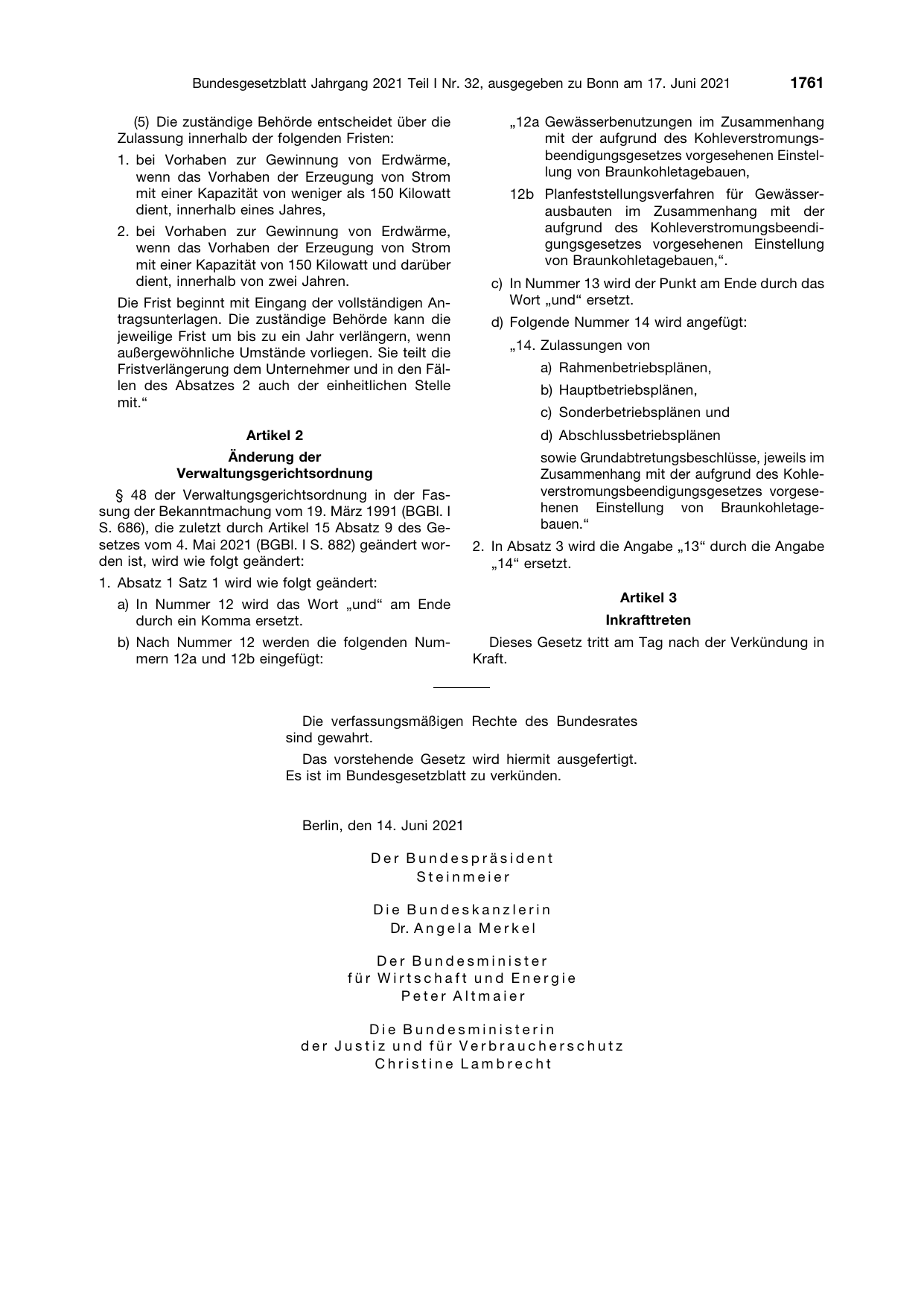 BGBl. 2021, Seite 1761 — Originalseite als Abbildung