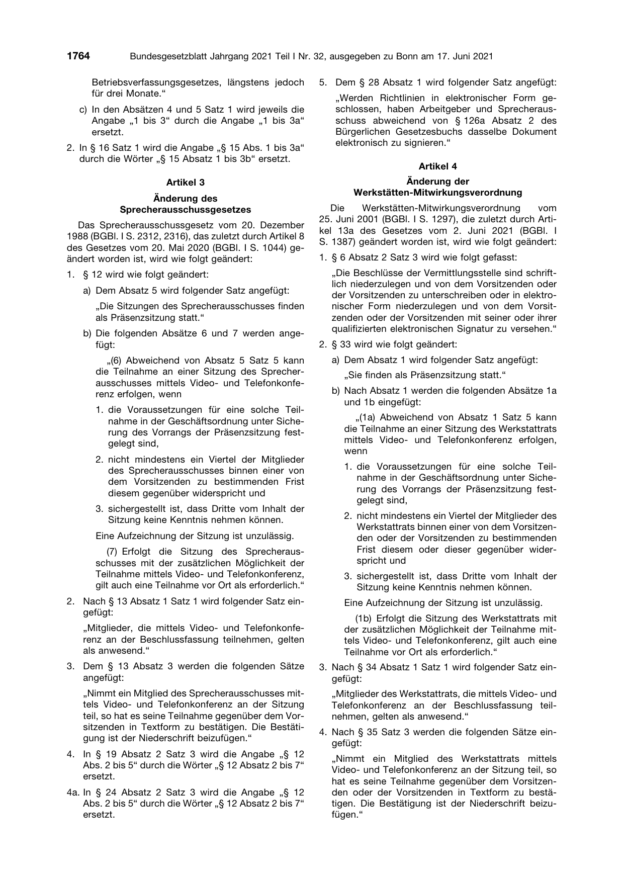 BGBl. 2021, Seite 1764 — Originalseite als Abbildung