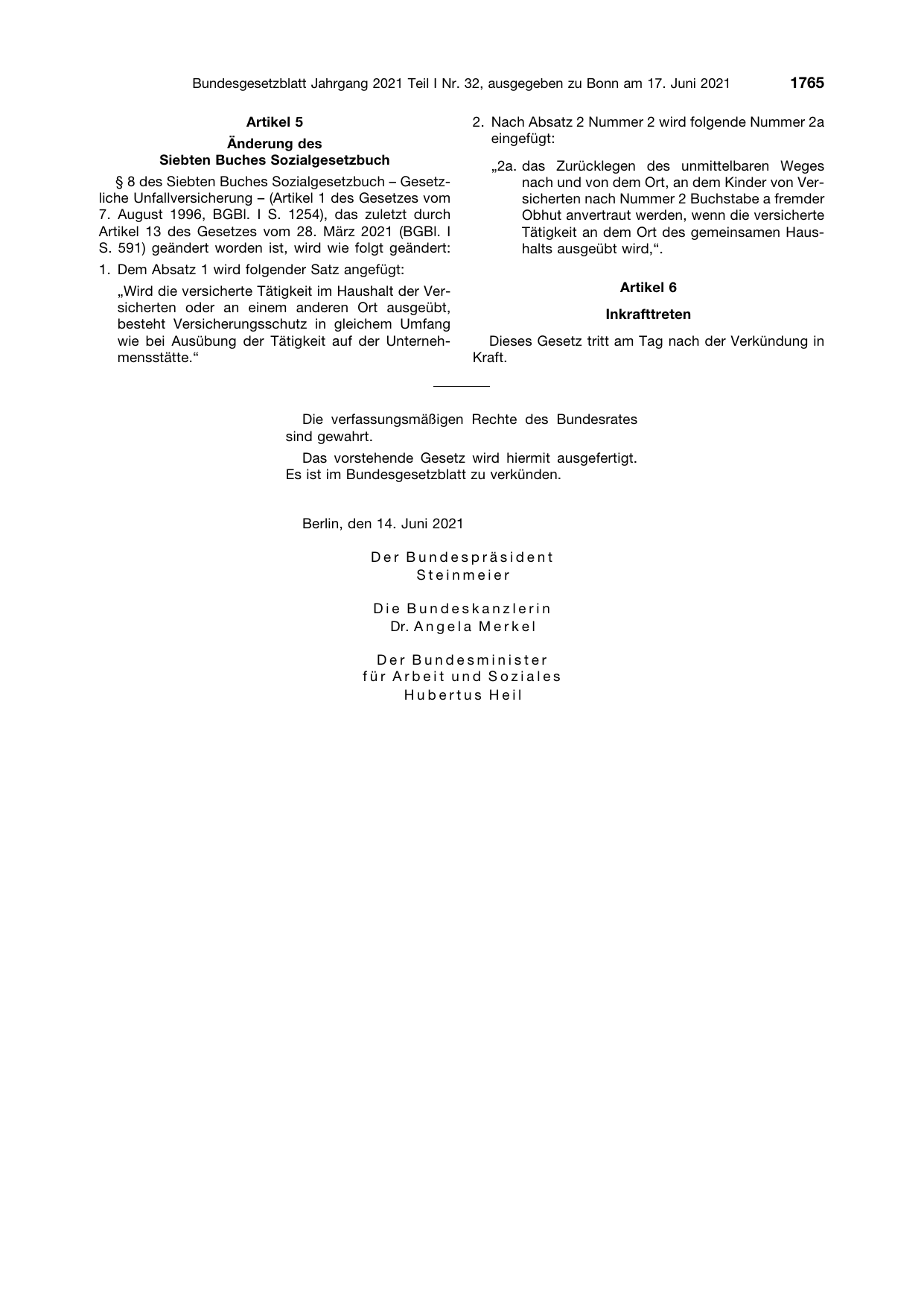 BGBl. 2021, Seite 1765 — Originalseite als Abbildung