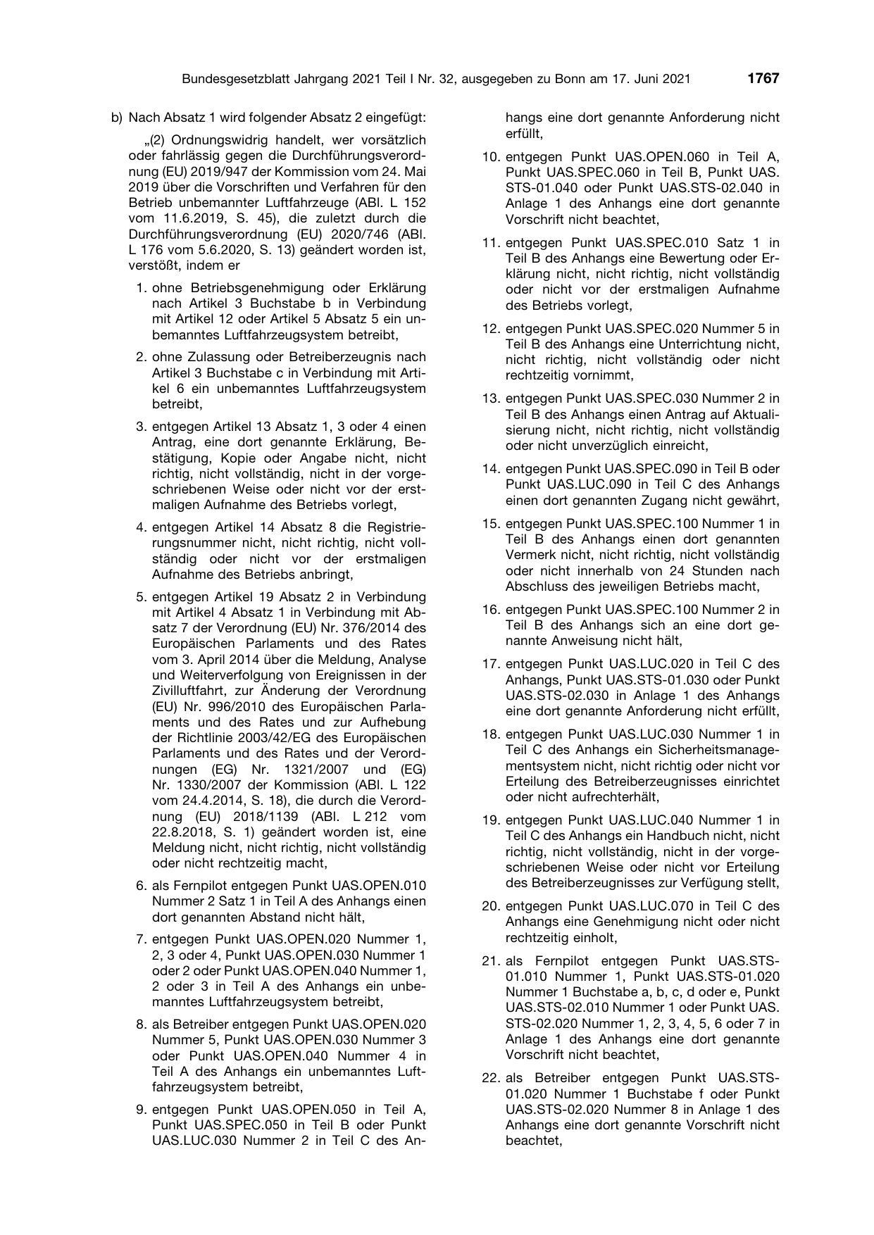 BGBl. 2021, Seite 1767 — Originalseite als Abbildung