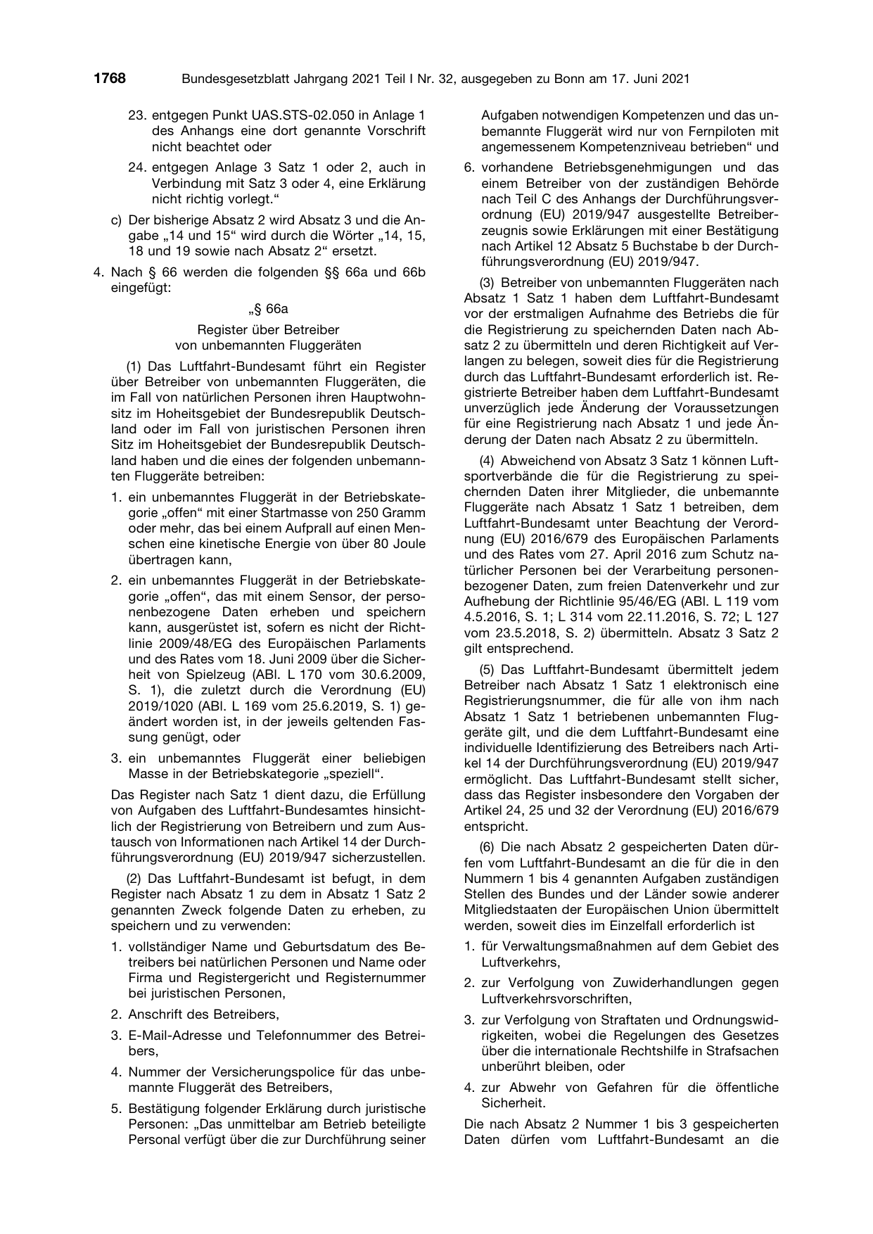 BGBl. 2021, Seite 1768 — Originalseite als Abbildung