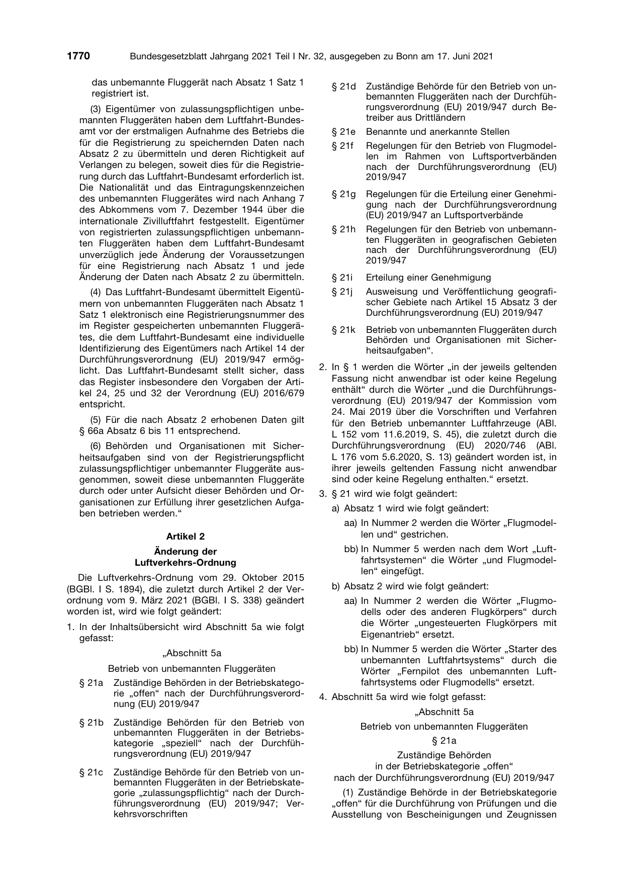 BGBl. 2021, Seite 1770 — Originalseite als Abbildung
