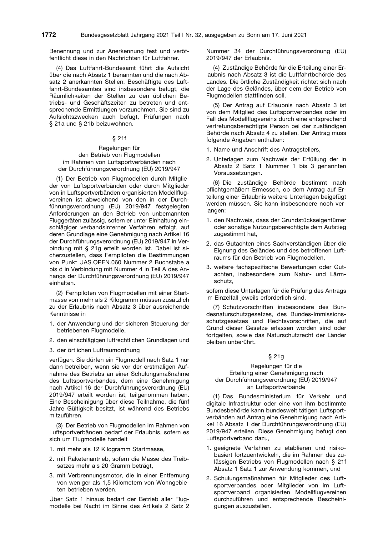 BGBl. 2021, Seite 1772 — Originalseite als Abbildung