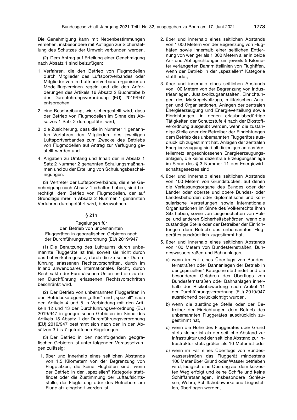 BGBl. 2021, Seite 1773 — Originalseite als Abbildung