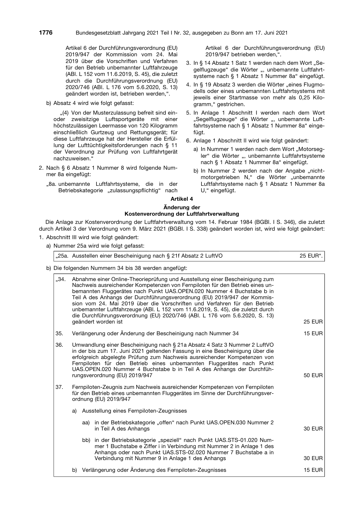 BGBl. 2021, Seite 1776 — Originalseite als Abbildung