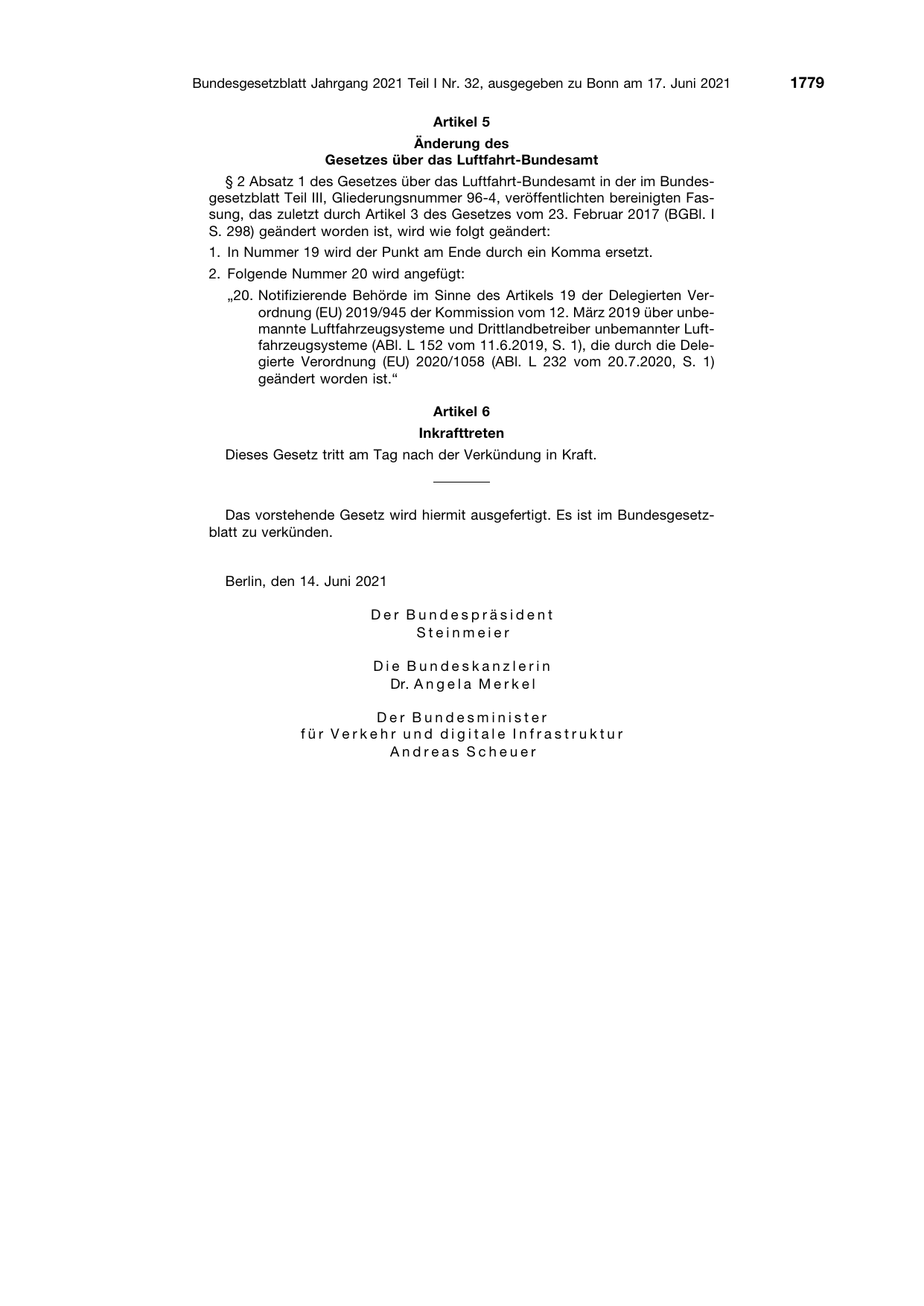 BGBl. 2021, Seite 1779 — Originalseite als Abbildung
