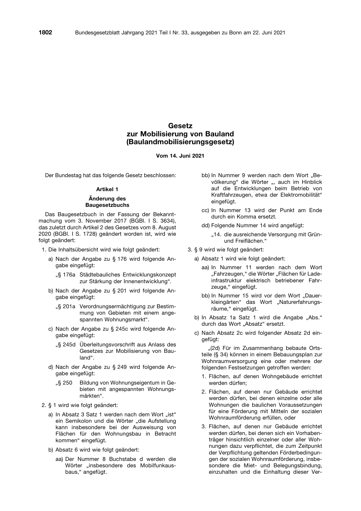 BGBl. 2021, Seite 1802 — Originalseite als Abbildung