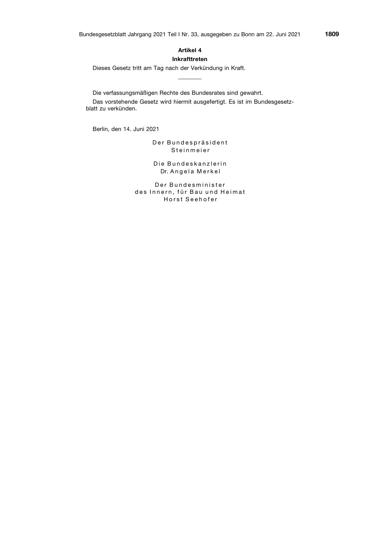 BGBl. 2021, Seite 1809 — Originalseite als Abbildung