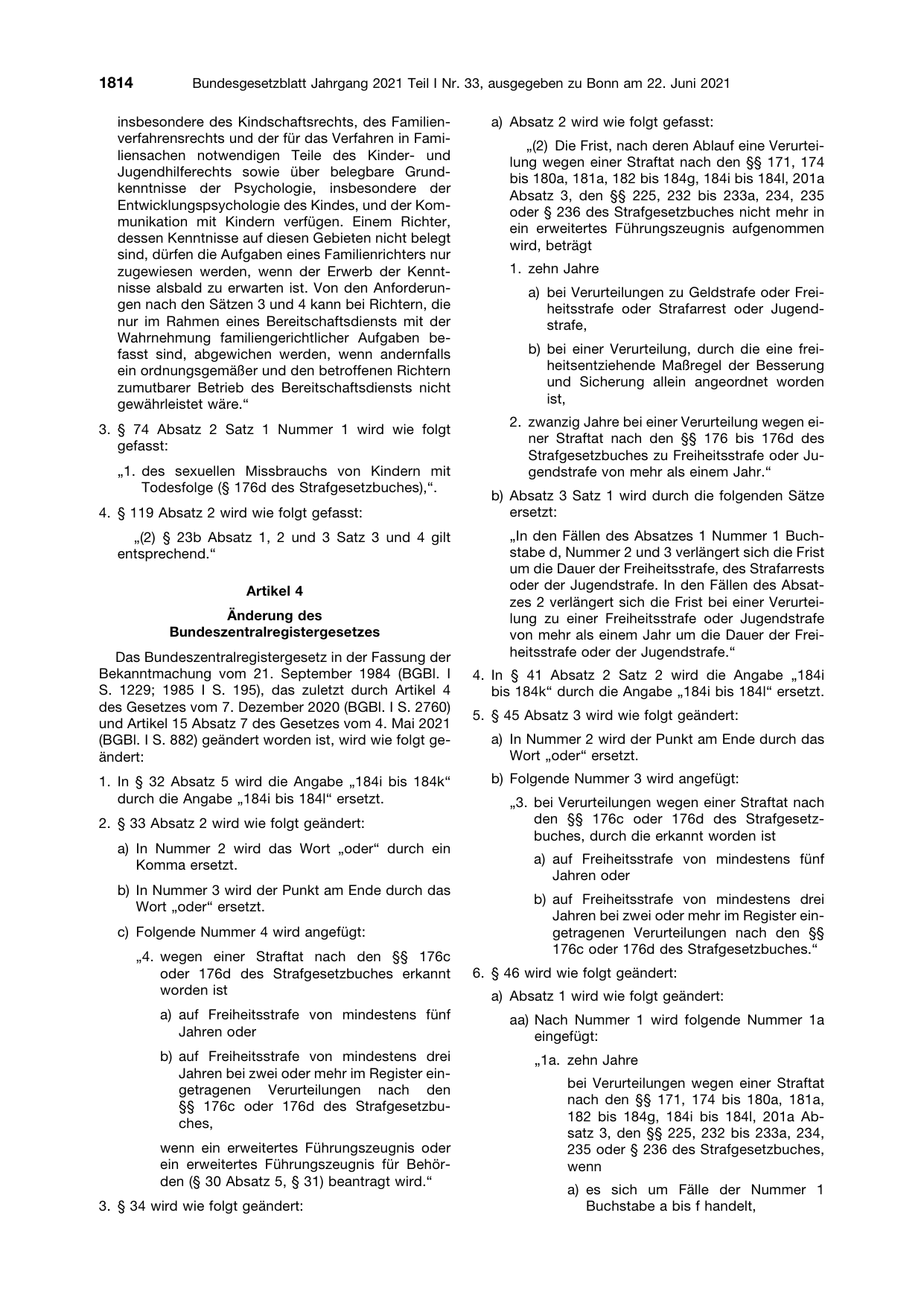 BGBl. 2021, Seite 1814 — Originalseite als Abbildung