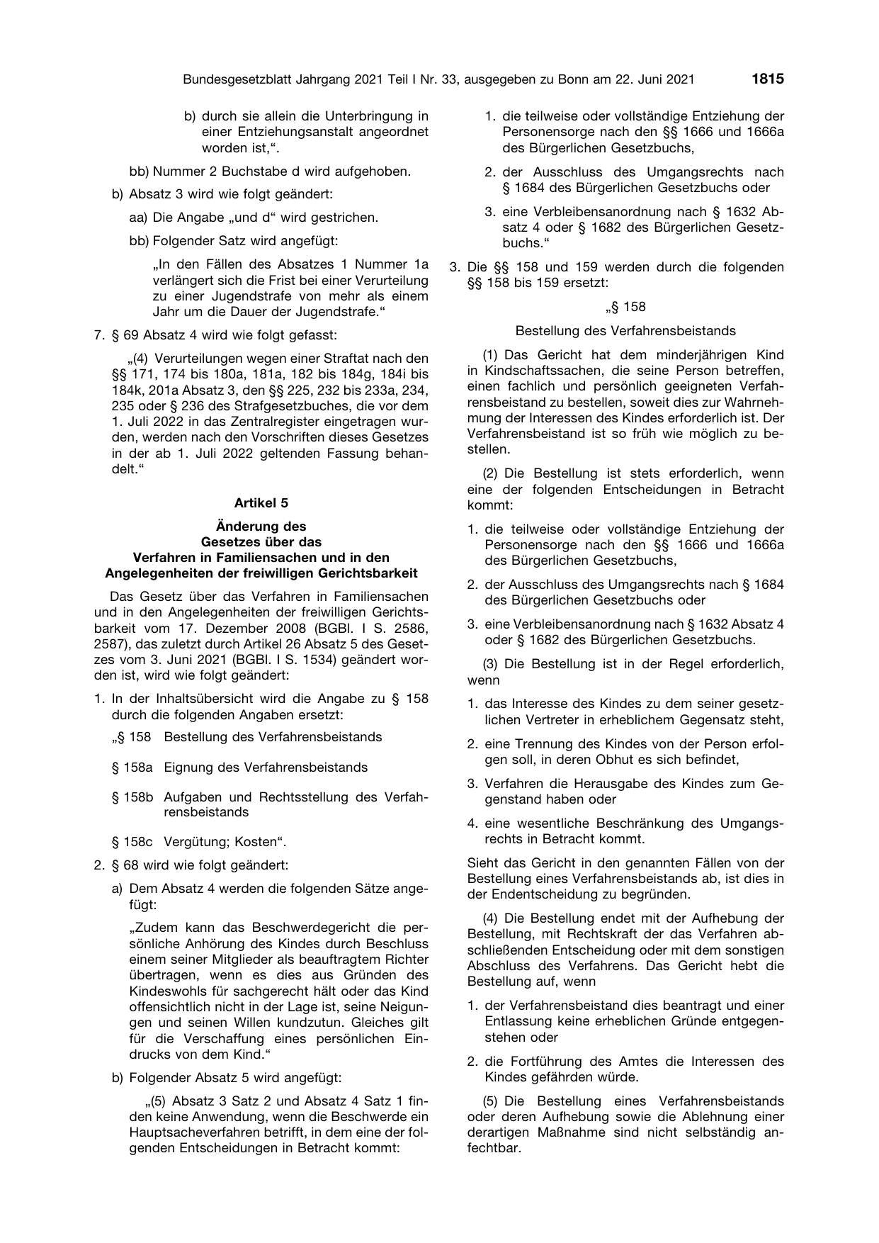 BGBl. 2021, Seite 1815 — Originalseite als Abbildung