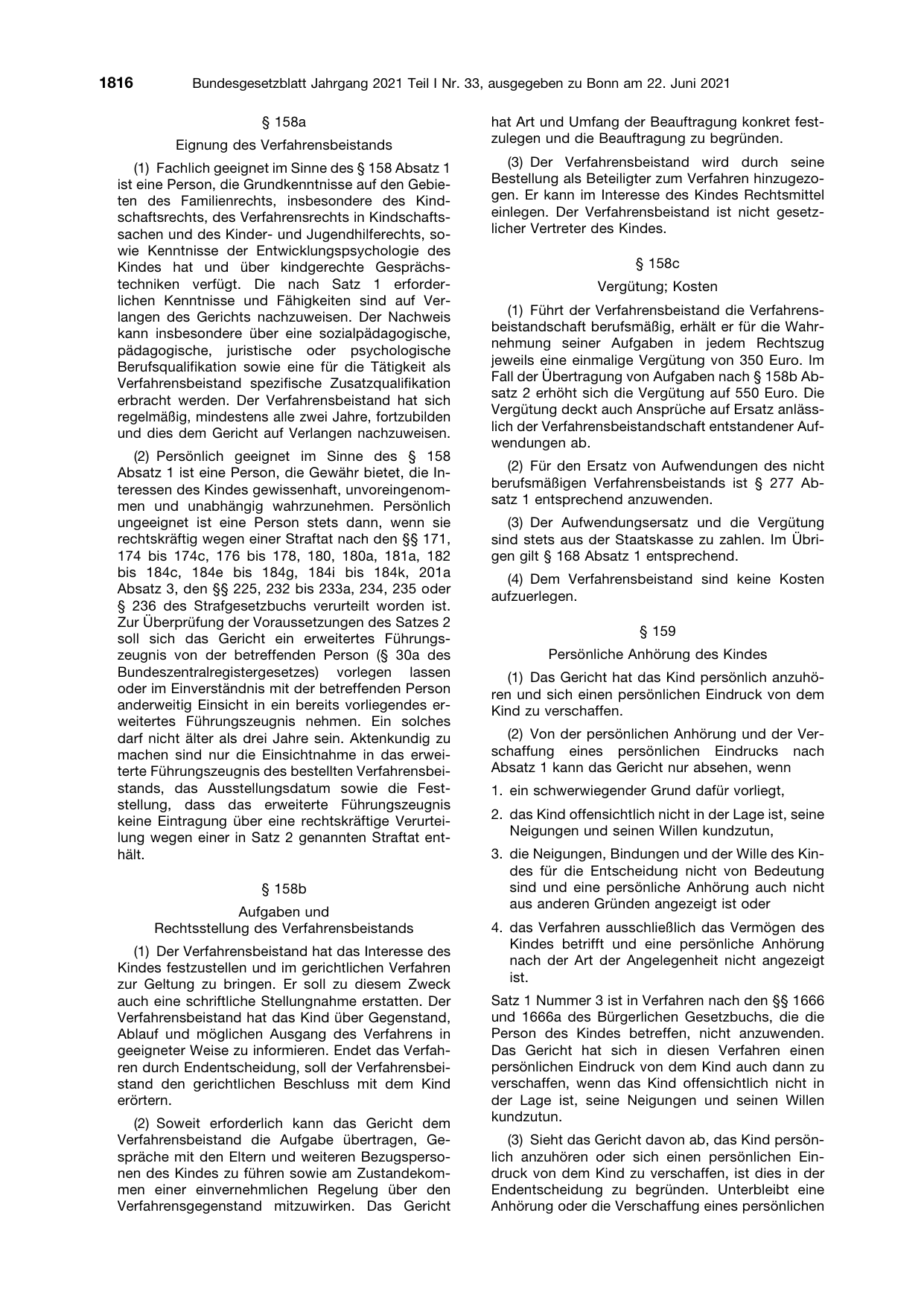 BGBl. 2021, Seite 1816 — Originalseite als Abbildung