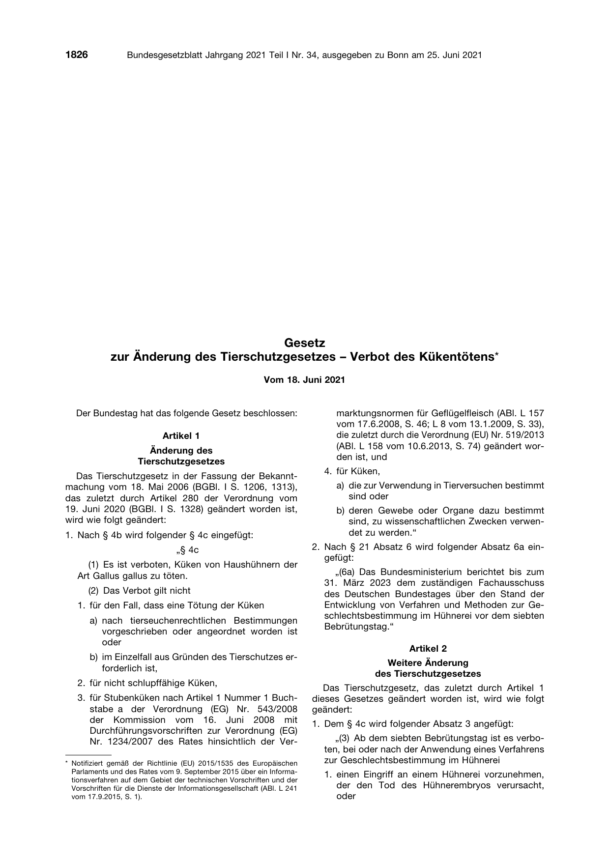 BGBl. 2021, Seite 1826 — Originalseite als Abbildung