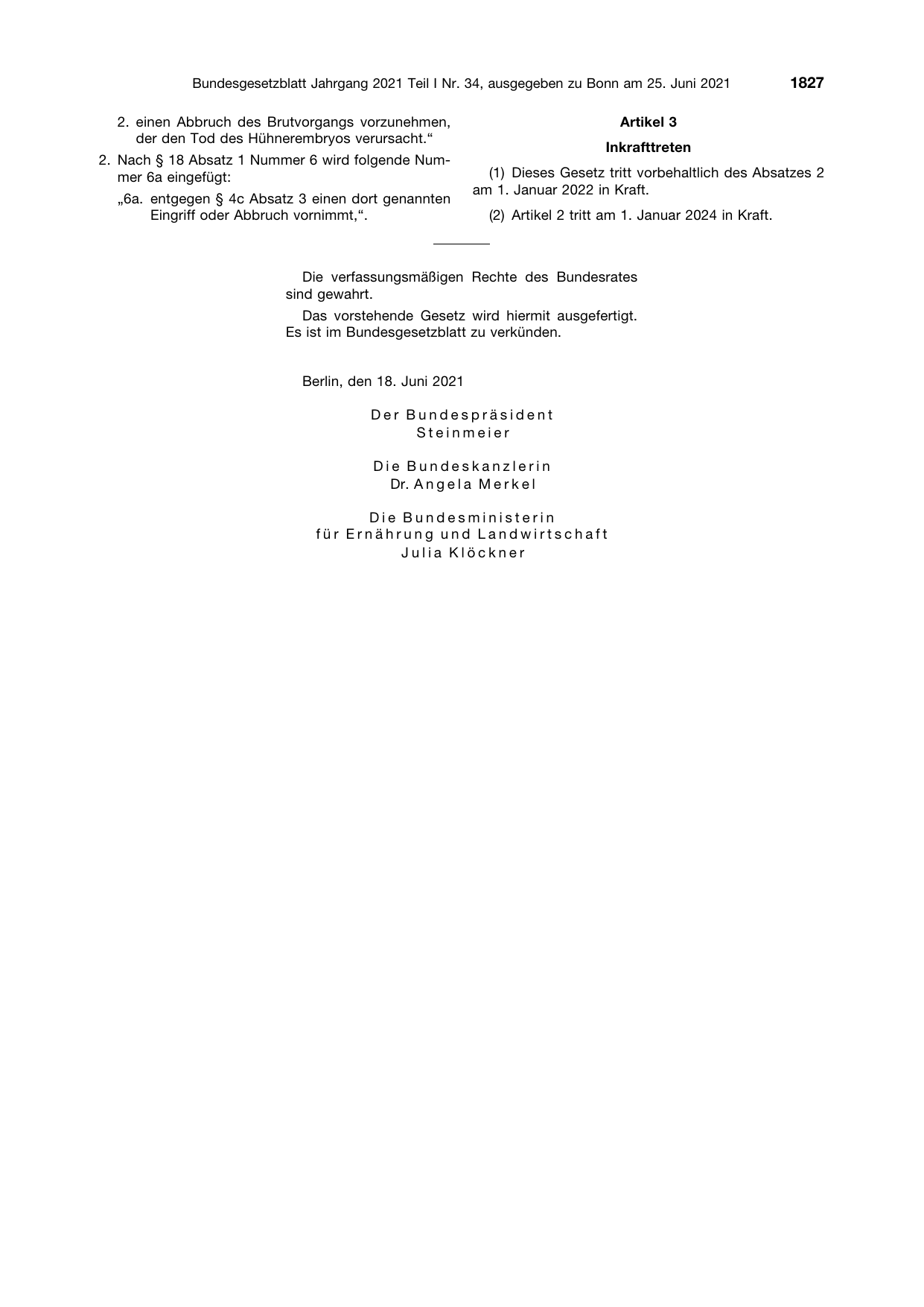 BGBl. 2021, Seite 1827 — Originalseite als Abbildung