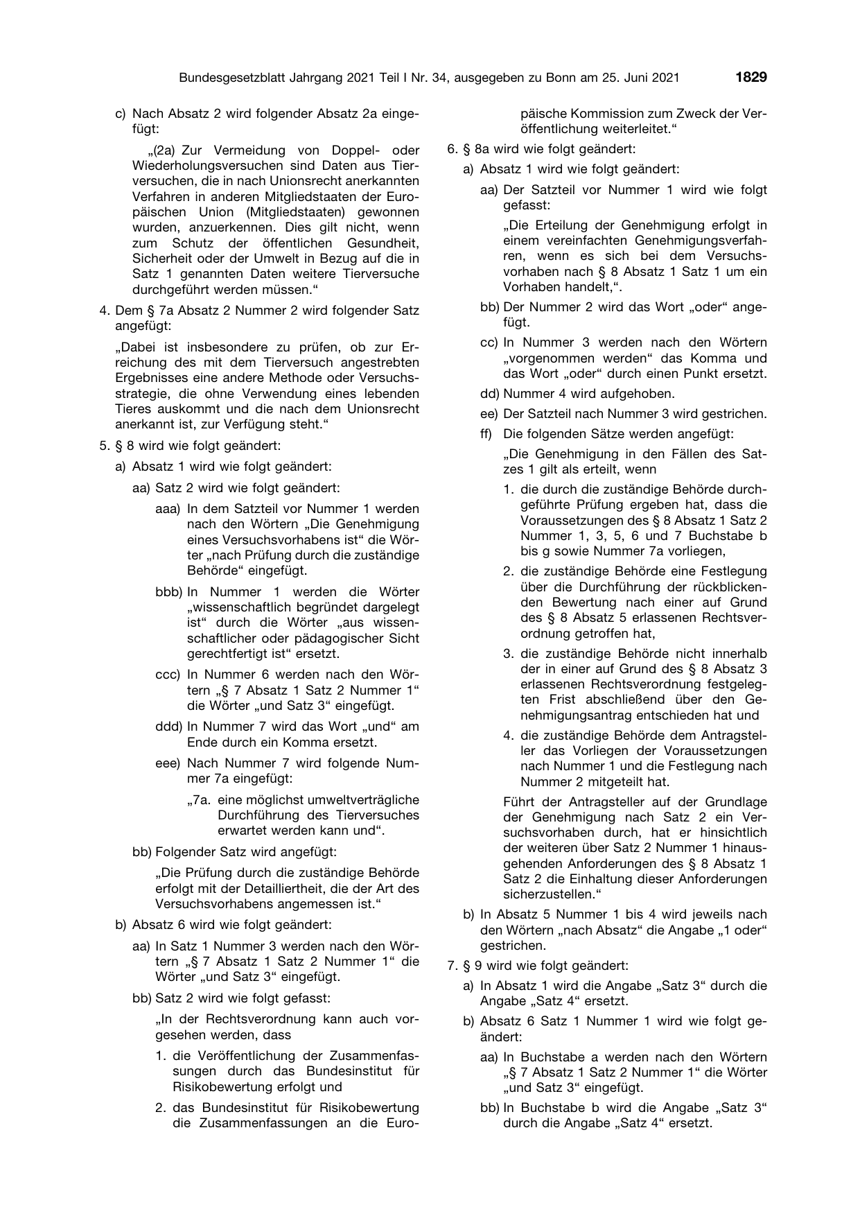 BGBl. 2021, Seite 1829 — Originalseite als Abbildung