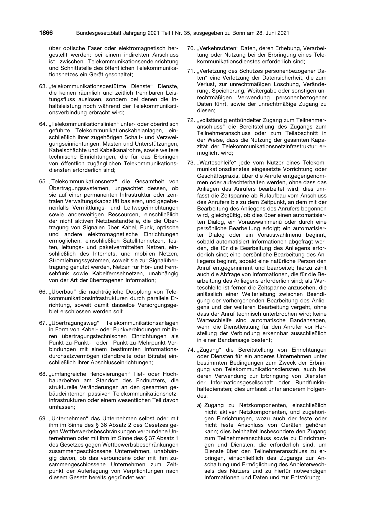 BGBl. 2021, Seite 1866 — Originalseite als Abbildung