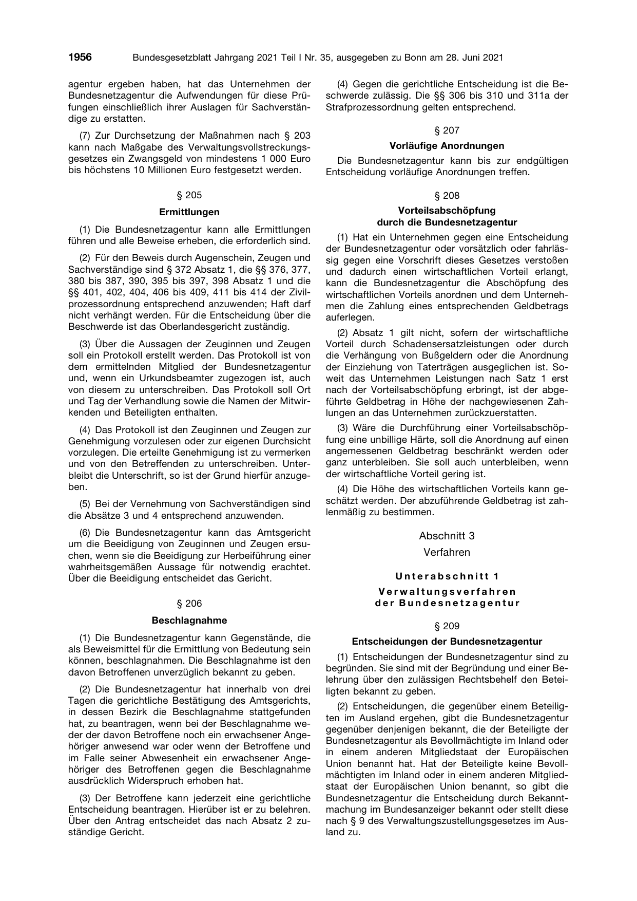 BGBl. 2021, Seite 1956 — Originalseite als Abbildung