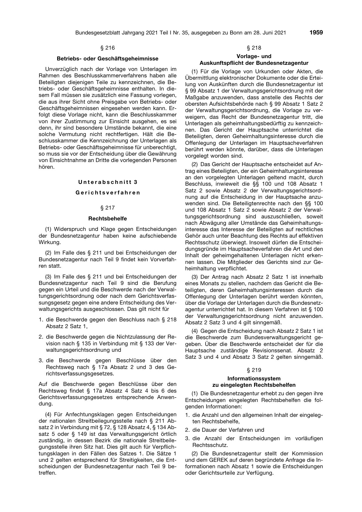 BGBl. 2021, Seite 1959 — Originalseite als Abbildung