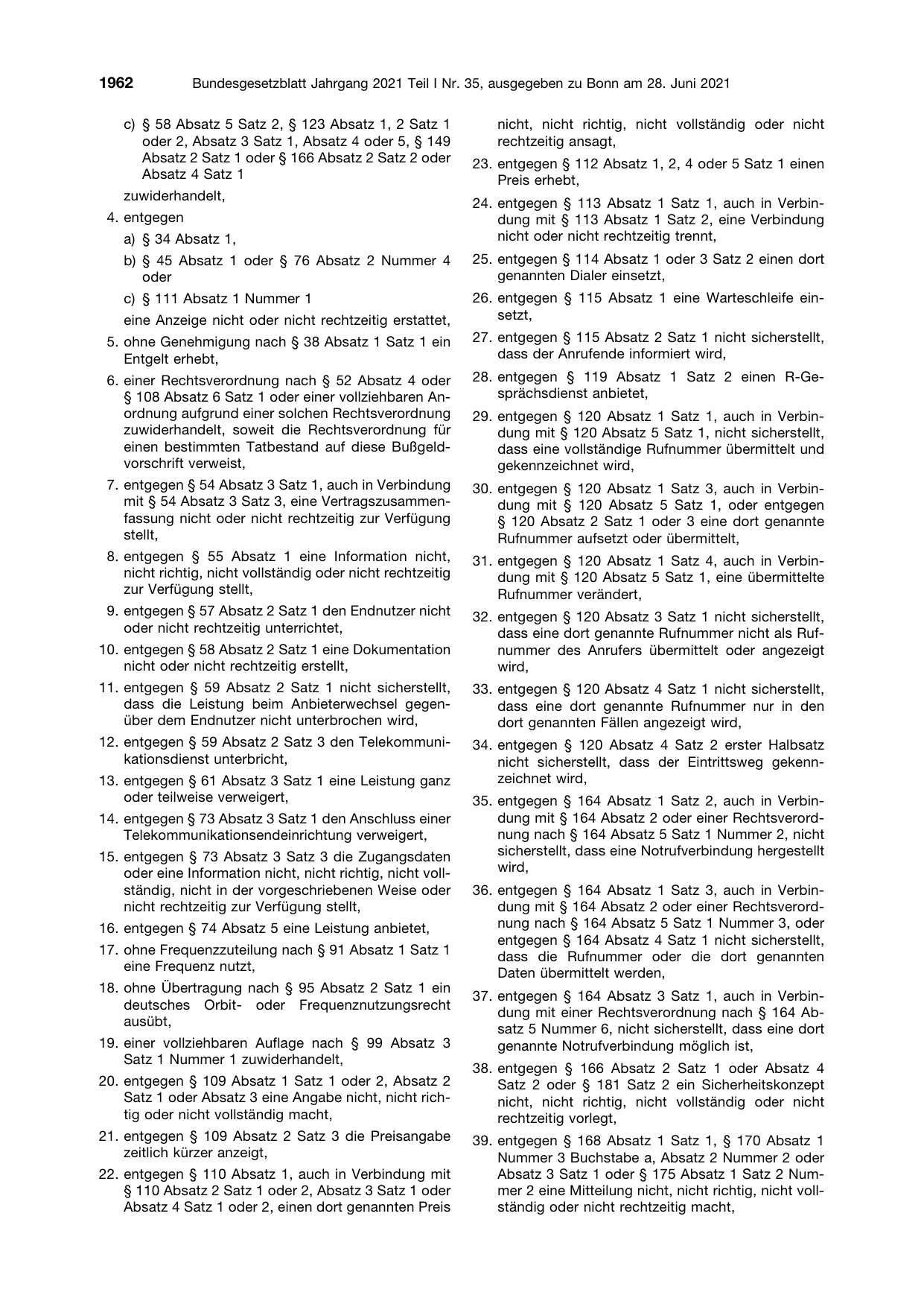 BGBl. 2021, Seite 1962 — Originalseite als Abbildung