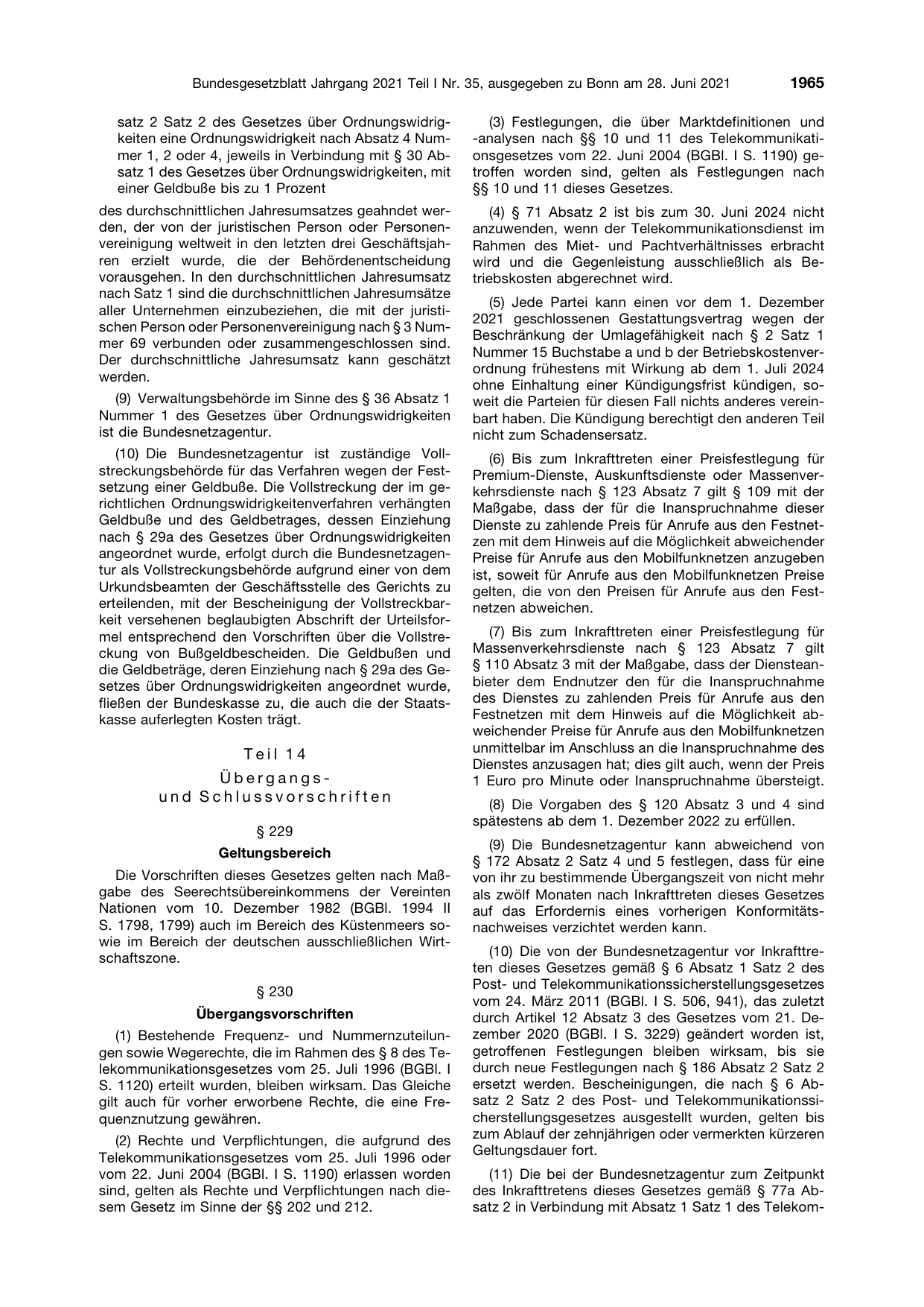 BGBl. 2021, Seite 1965 — Originalseite als Abbildung