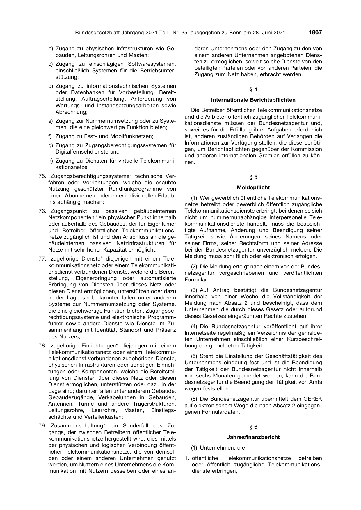 BGBl. 2021, Seite 1867 — Originalseite als Abbildung