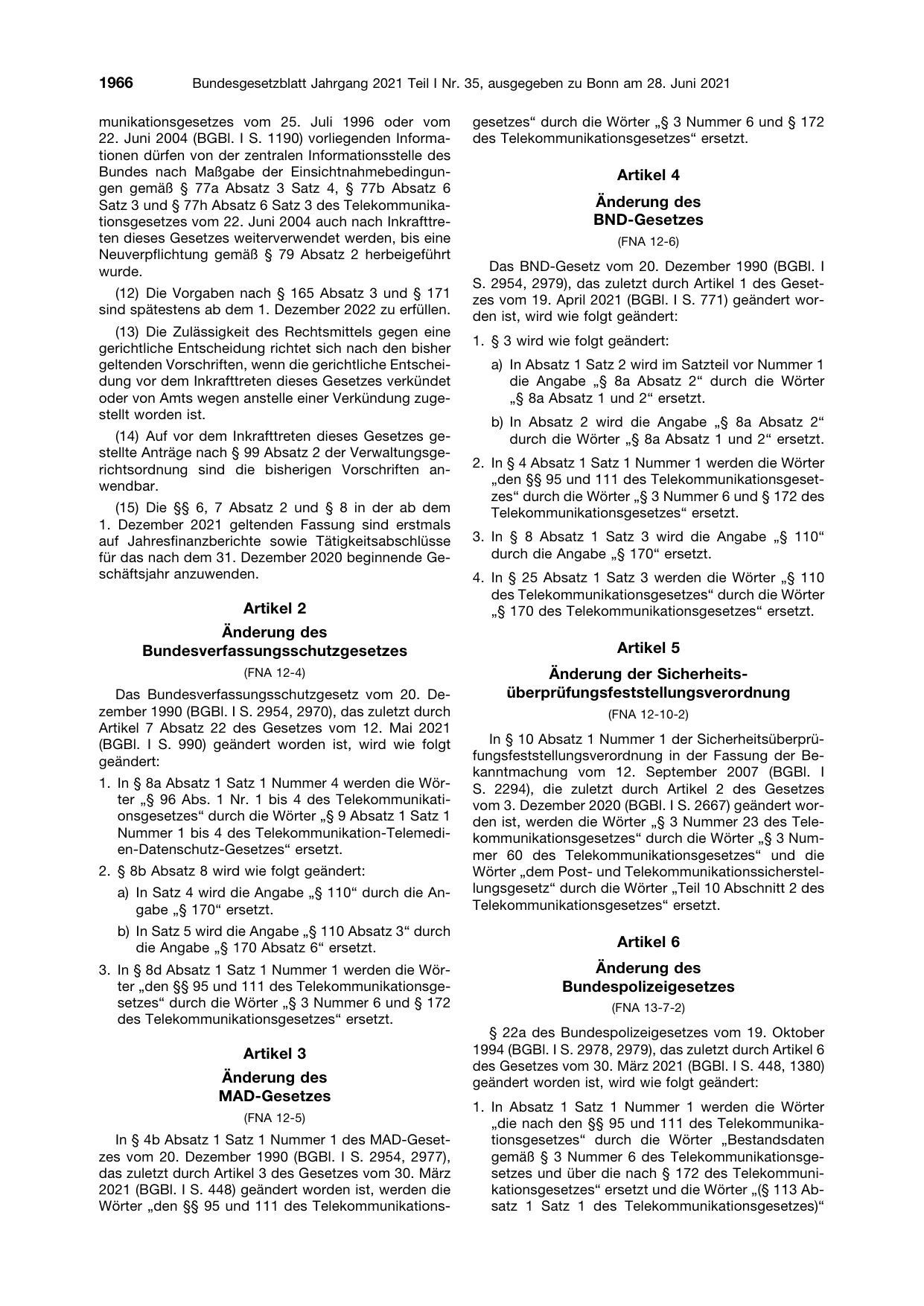 BGBl. 2021, Seite 1966 — Originalseite als Abbildung