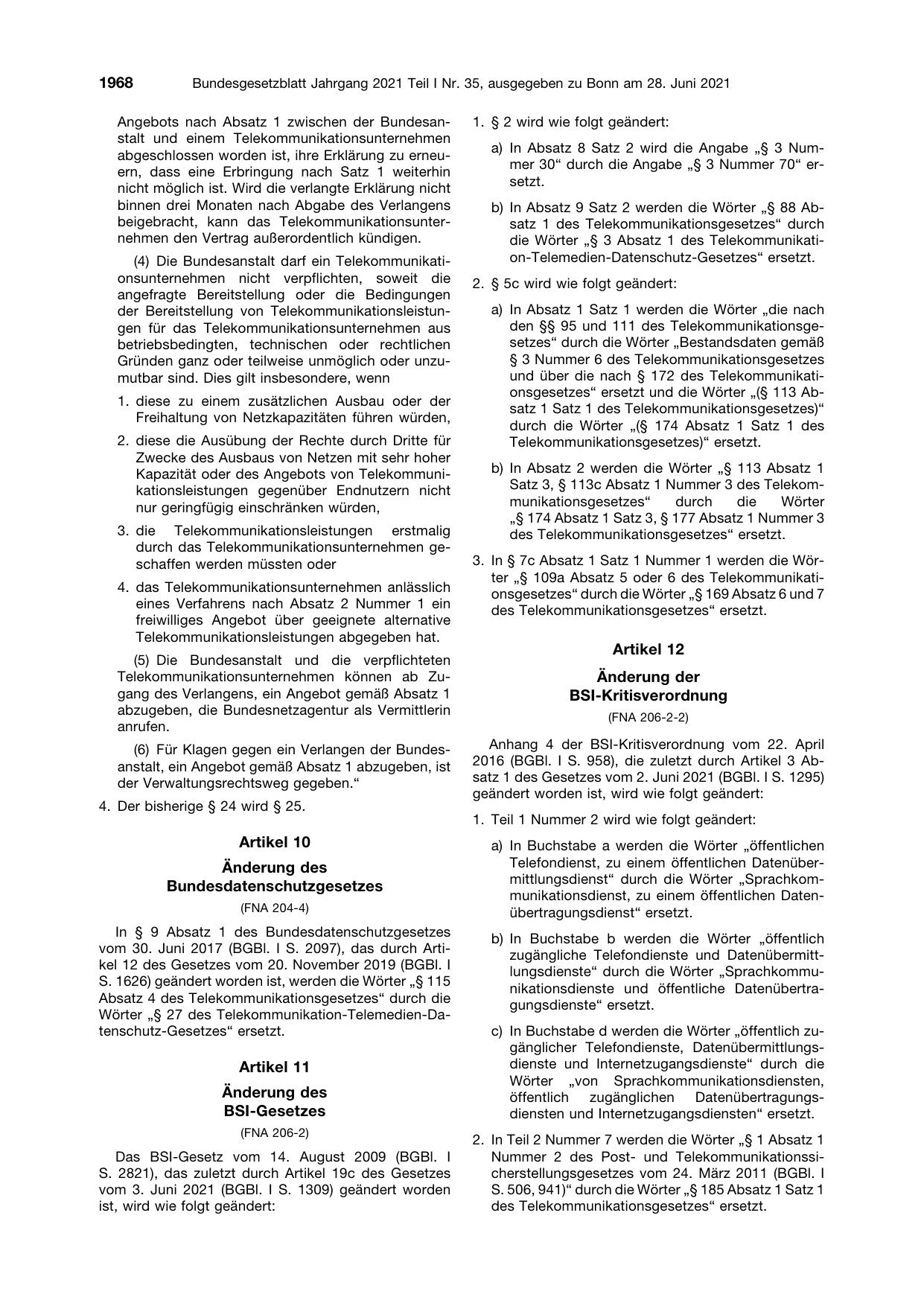 BGBl. 2021, Seite 1968 — Originalseite als Abbildung