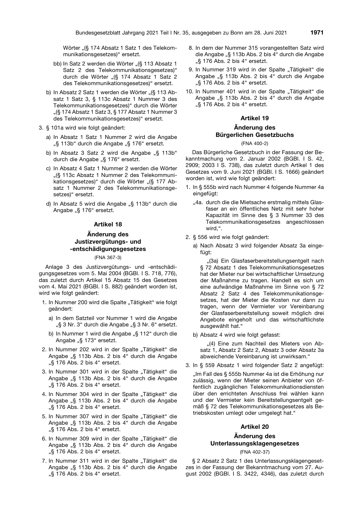 BGBl. 2021, Seite 1971 — Originalseite als Abbildung