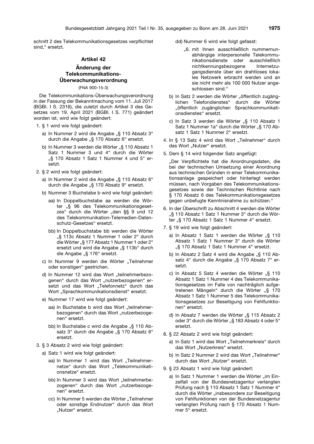 BGBl. 2021, Seite 1975 — Originalseite als Abbildung