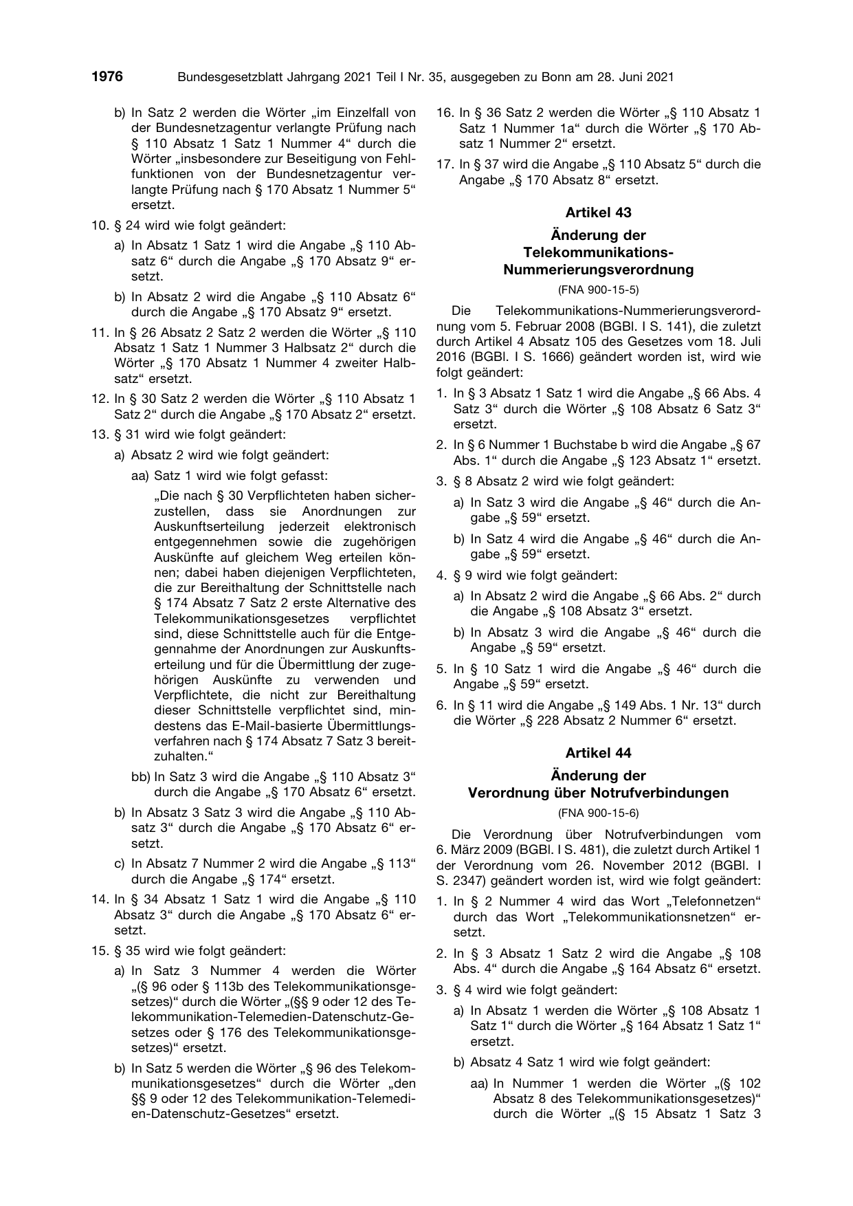 BGBl. 2021, Seite 1976 — Originalseite als Abbildung