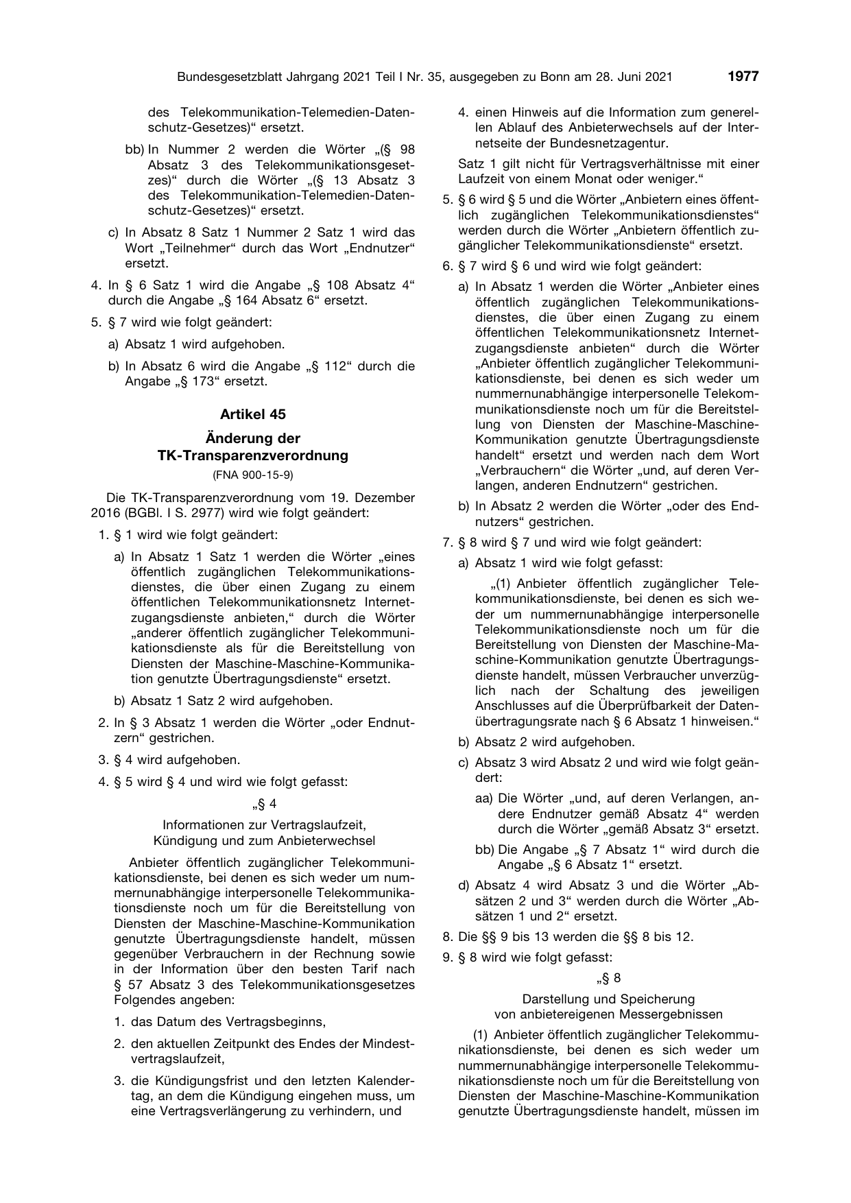 BGBl. 2021, Seite 1977 — Originalseite als Abbildung