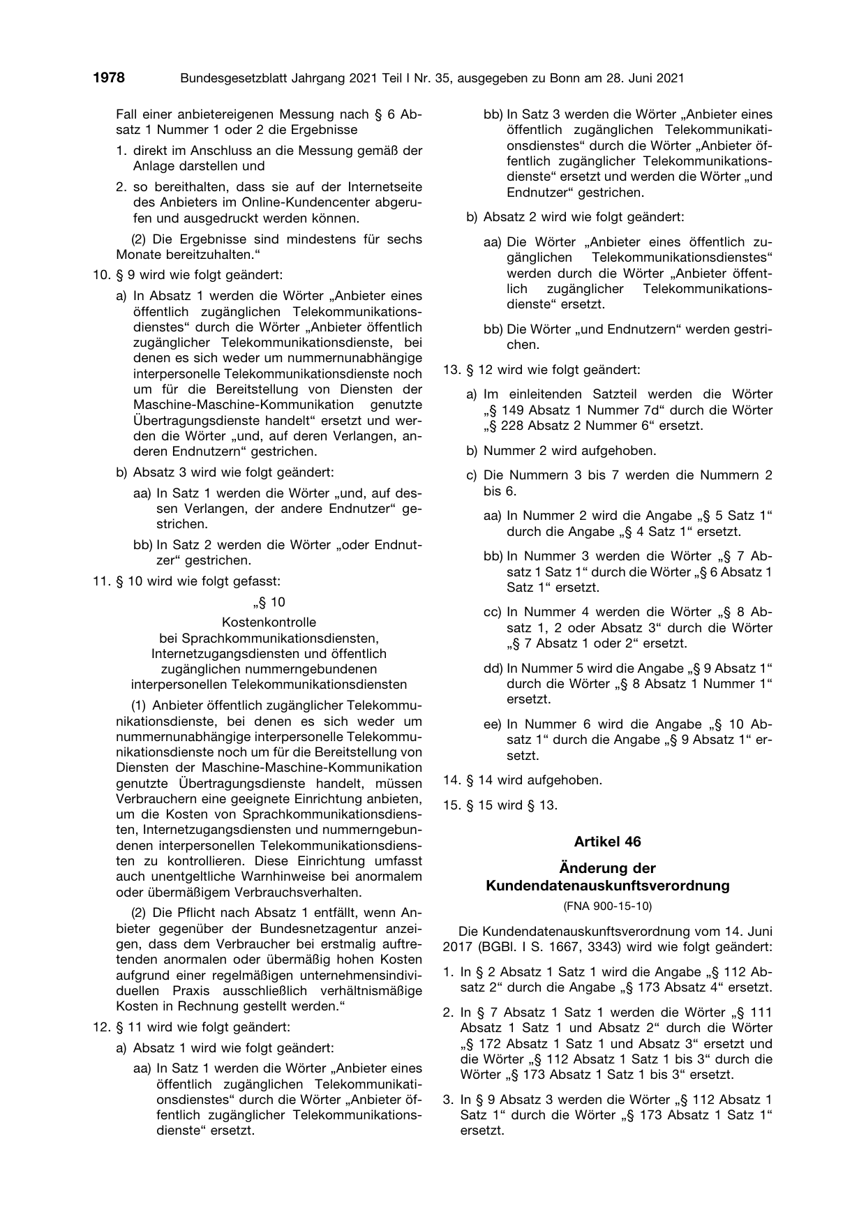 BGBl. 2021, Seite 1978 — Originalseite als Abbildung