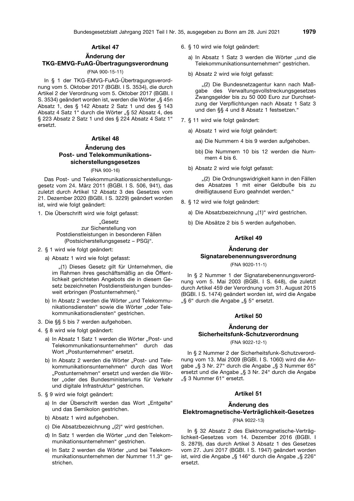 BGBl. 2021, Seite 1979 — Originalseite als Abbildung