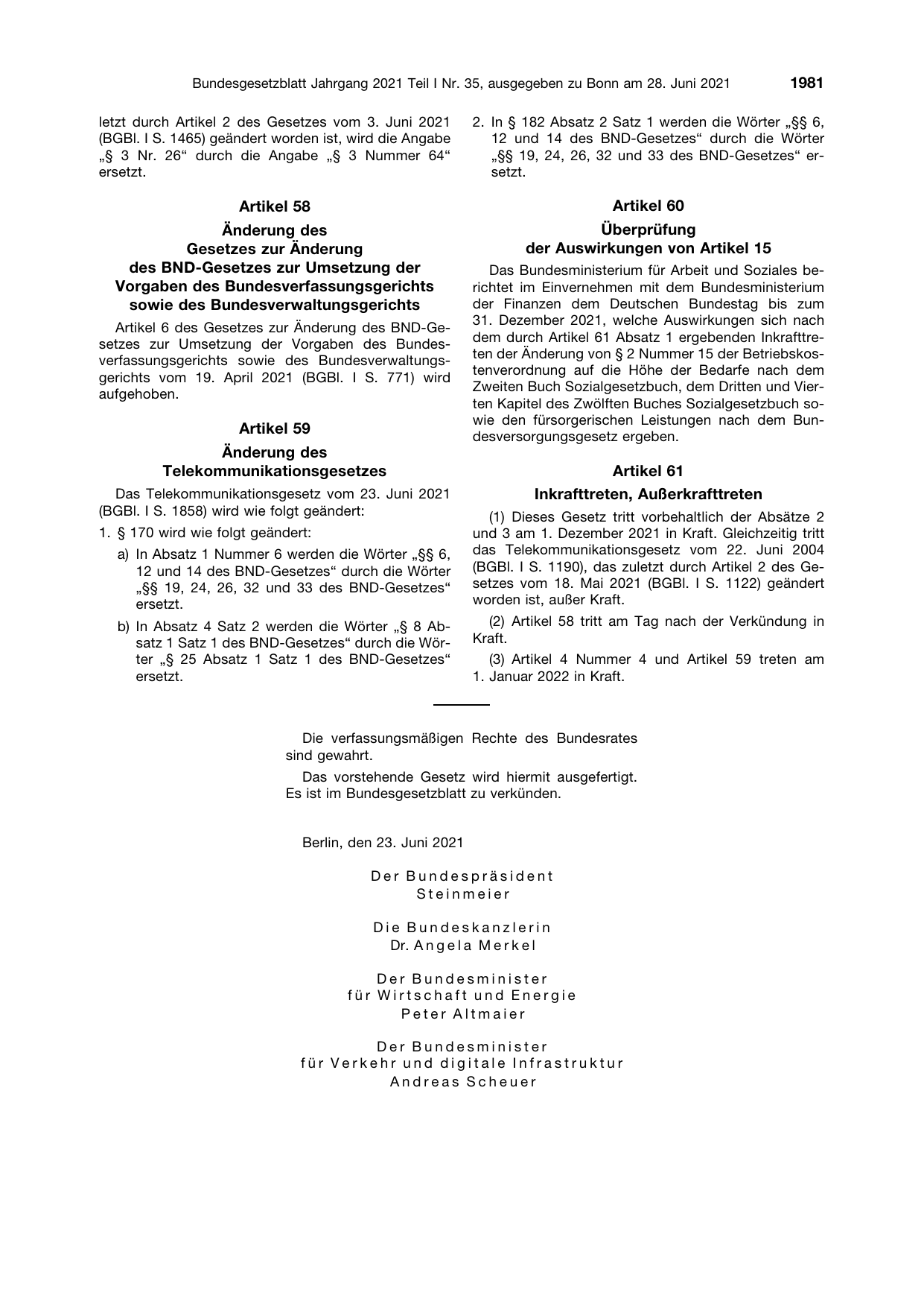 BGBl. 2021, Seite 1981 — Originalseite als Abbildung