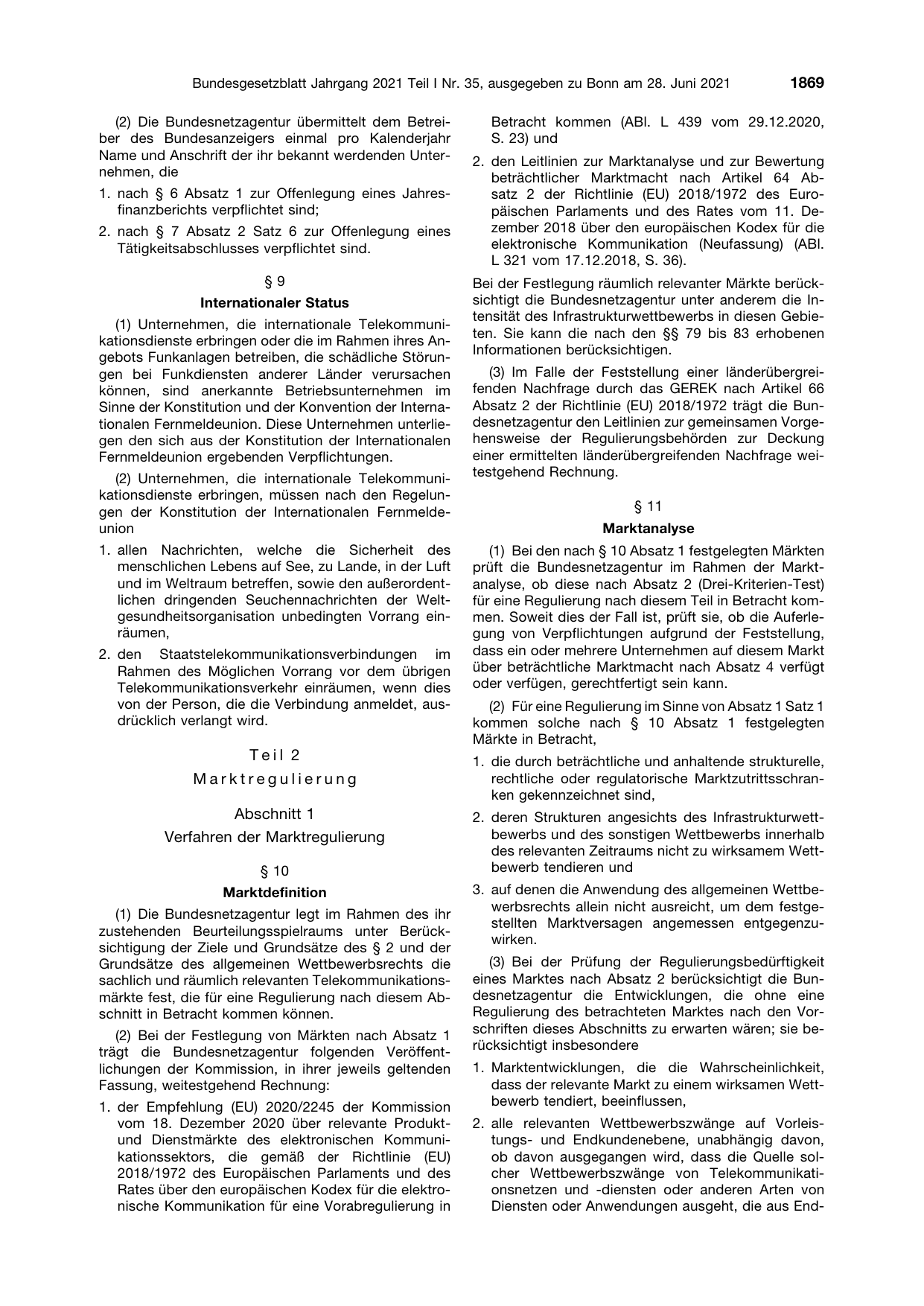 BGBl. 2021, Seite 1869 — Originalseite als Abbildung