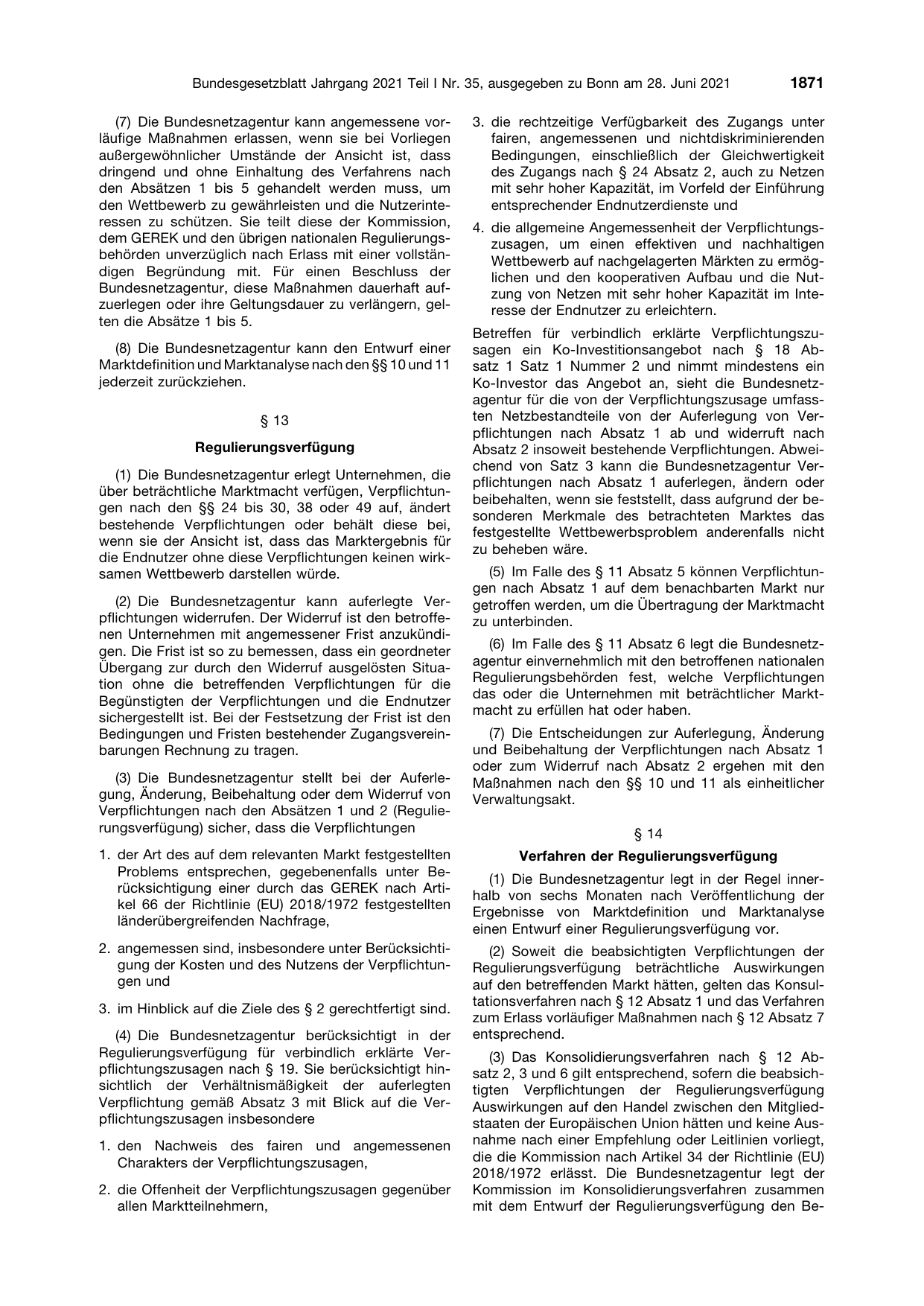 BGBl. 2021, Seite 1871 — Originalseite als Abbildung